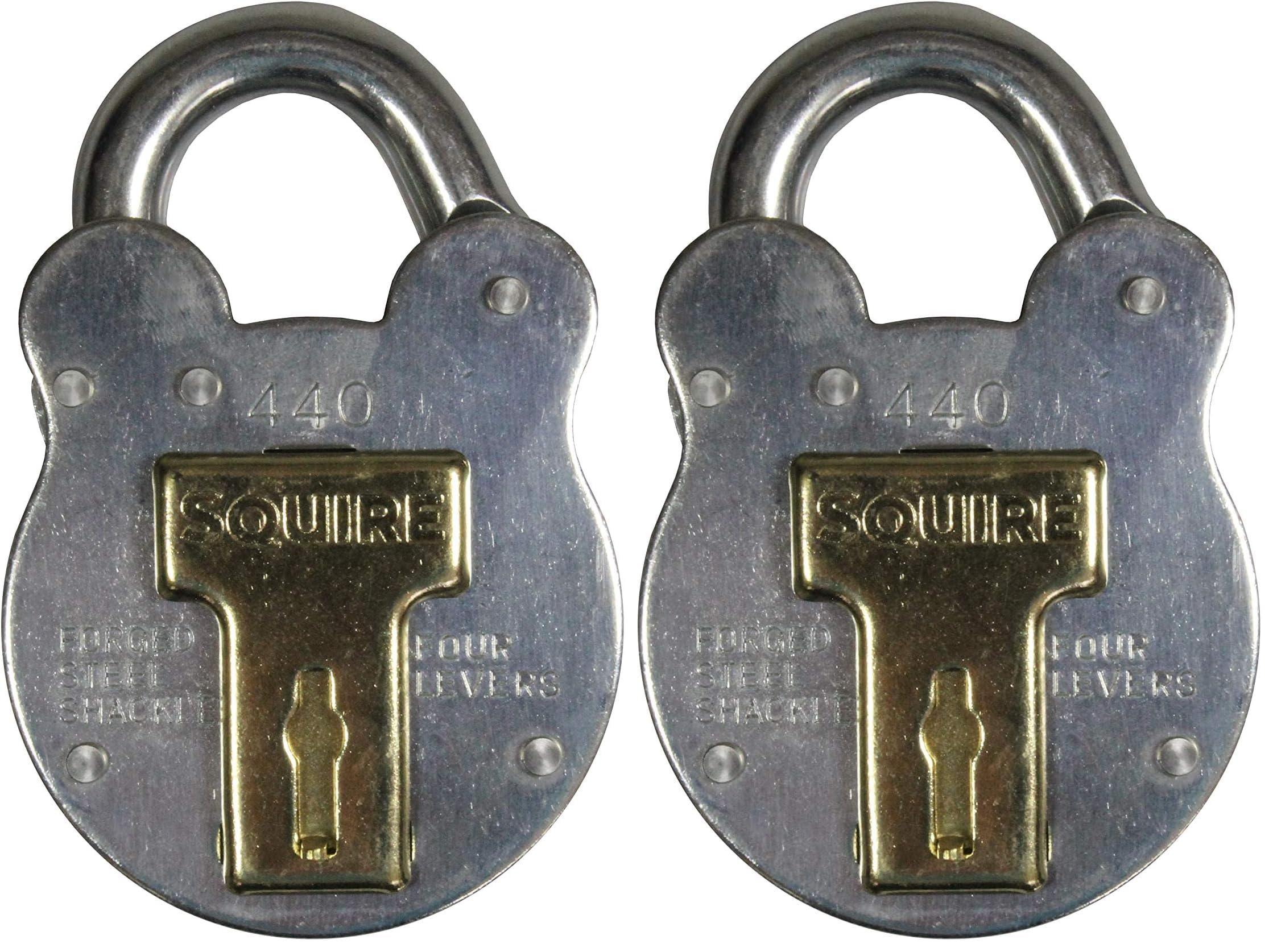 Henry Squire 440 Altenglisches Vorhängeschloss mit Stahlgehäuse, 51 mm (Packung mit 2)
