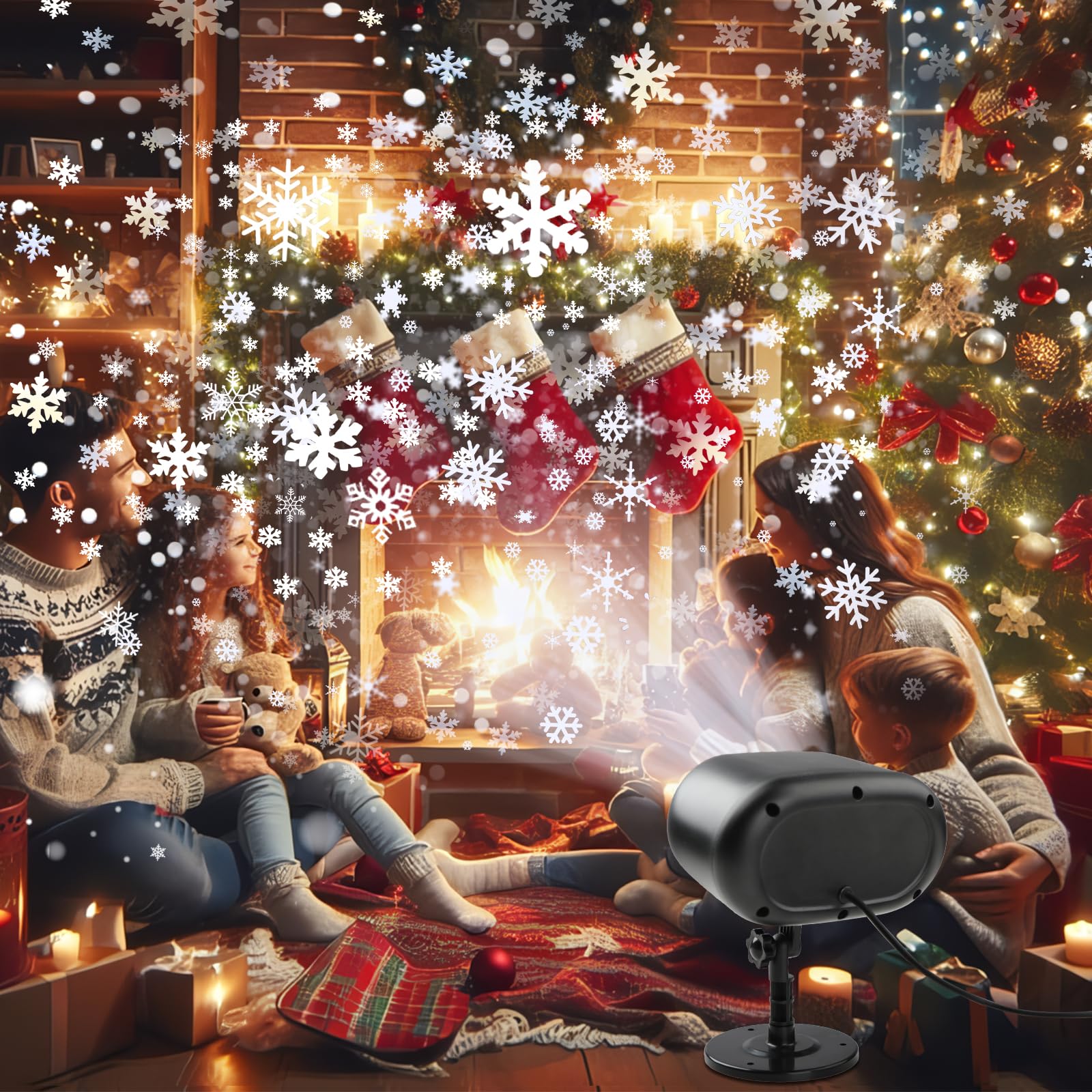 Proyector de Navidad Para Exteriores - Proyector de Copos de Nieve LED Dinámico Grande con Temporizador de Mando a Distancia, Resistente al Agua, Iluminación de Navidad Exterior Para Jardín, Ventana
