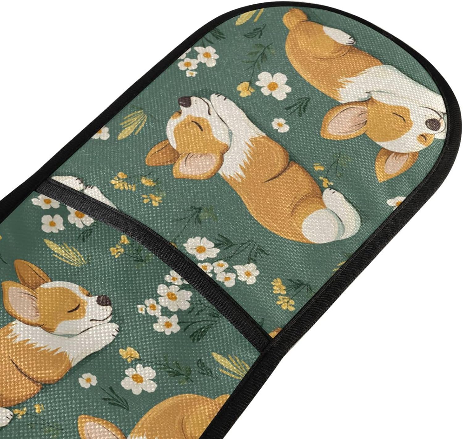Double Oven Mitts Cute Sleeping Corgis Dog, Heat Resistant 7"x35" Long Quilted Kitchen Oven Gloves for Baking, BBQ, Grilling & Microwave - Machine Washable with Hanging Loop