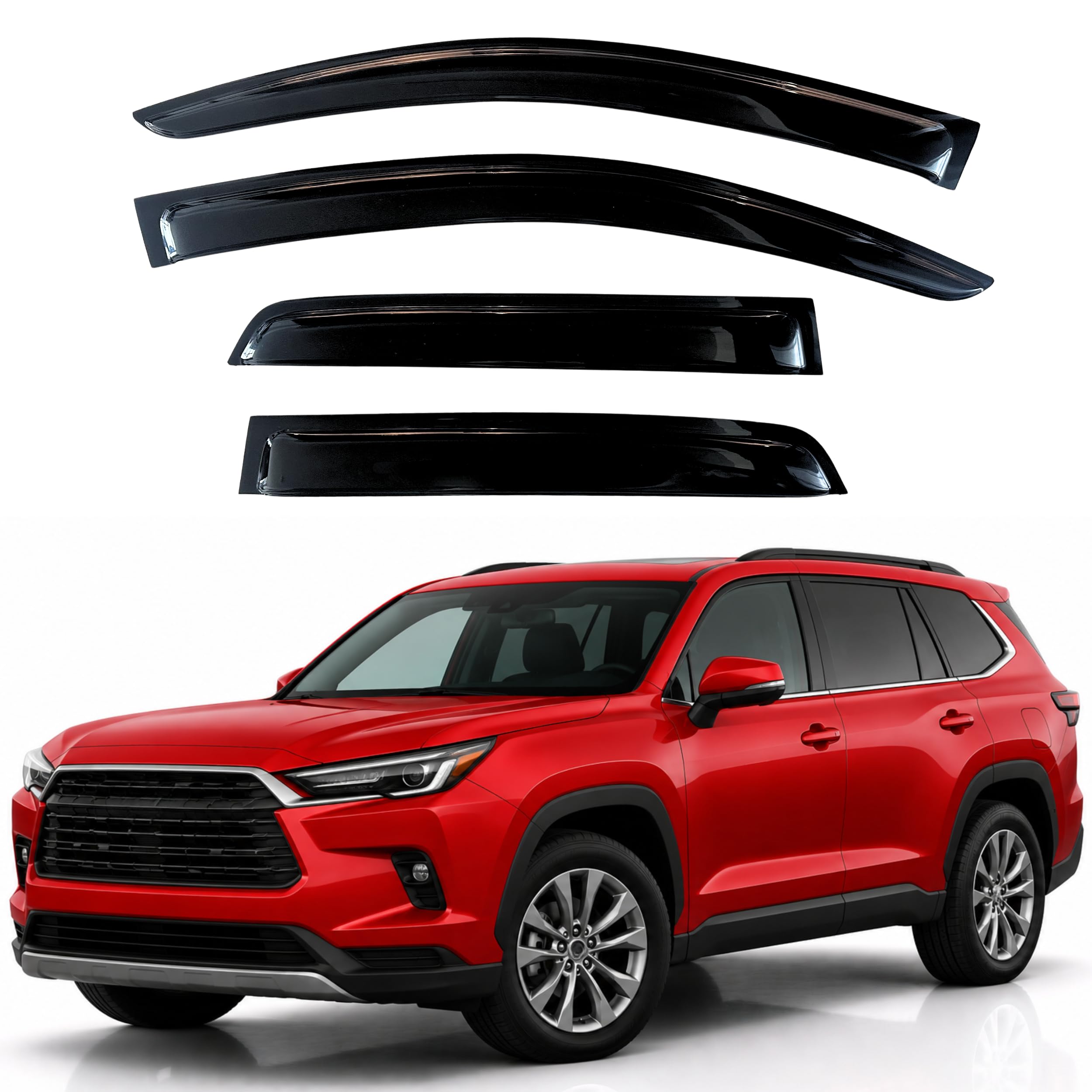KPY Rain Guards Fit for 2024-2026 Toyota Grand Highlander, Out-Channel Window Visors Vent Wind Deflectors 4PC, Car Accessories for 24-26 Lexus TX