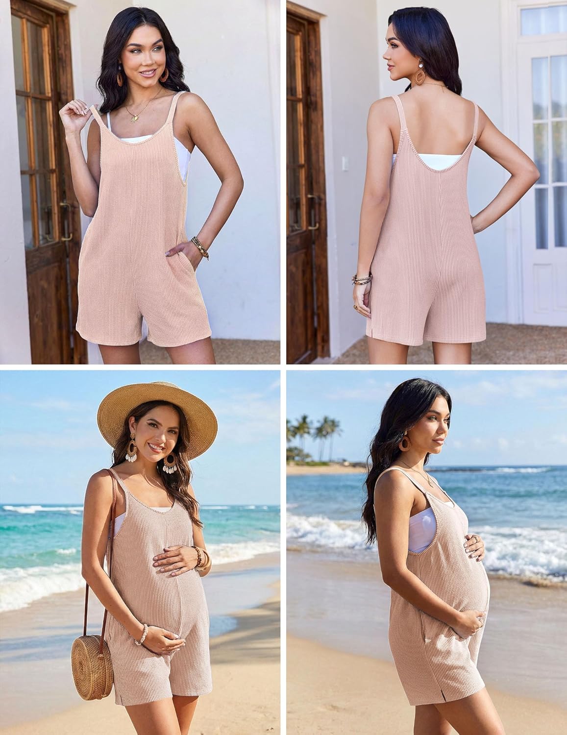 Ekouaer Rompers for Women Casual Loose Sleeveless Overalls Shorts Knit Jumpsuits 2026 Summer Vacation Beach Outfits - Image 5