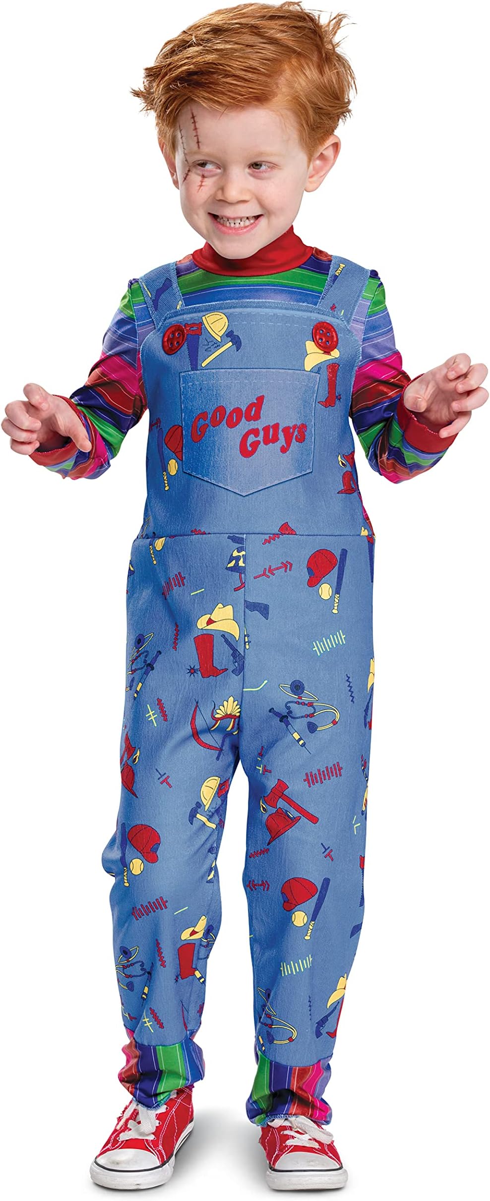 – Disguise boys Chucky Costume for Toddlers, Official Childs Play Chucky Costume Jumpsuit and Mask Outfit Costume (pack of 1)