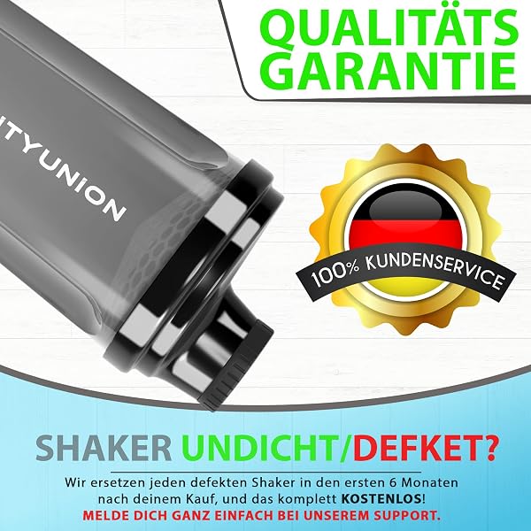 AMITYUNION Shaker per proteine 500 ml Heaven a prova di perdite, senza BPA con setaccio cliccabile e scala per frullati cremosi di siero di latte, shaker per proteine, originale in Fumo nero - 2