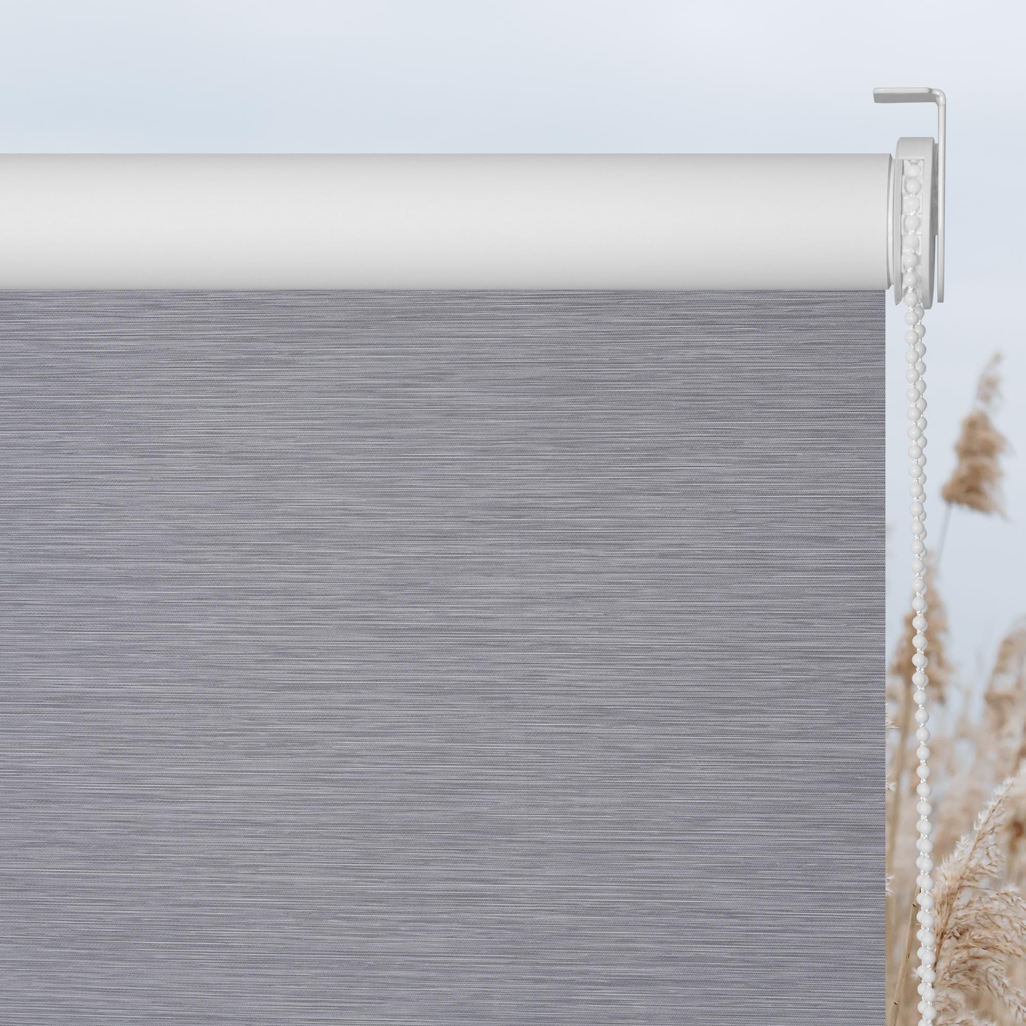 Blackout Roller Shades for Windows Room Darkening Jacquard Roller Blinds Pull Down Window Blinds Black Out Window Shades for Home Office Bedroom Living Room Grey