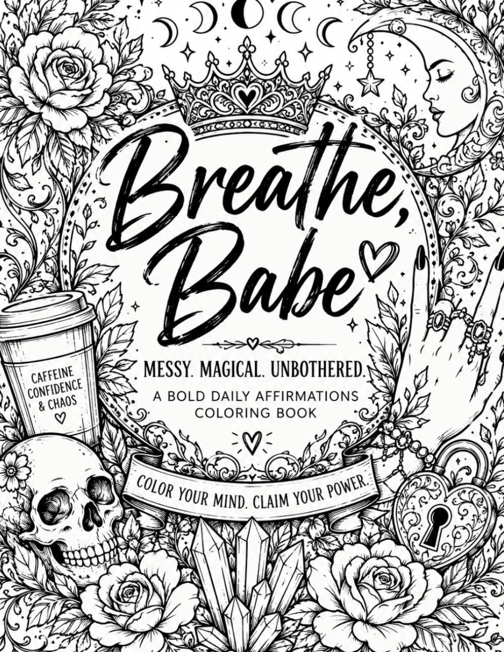 Breathe, Babe: Bold Daily Affirmations Adult Coloring Book for Stress Relief, Self Love, Confidence & Mindfulness | Funny, Sassy & Motivational Designs for Women