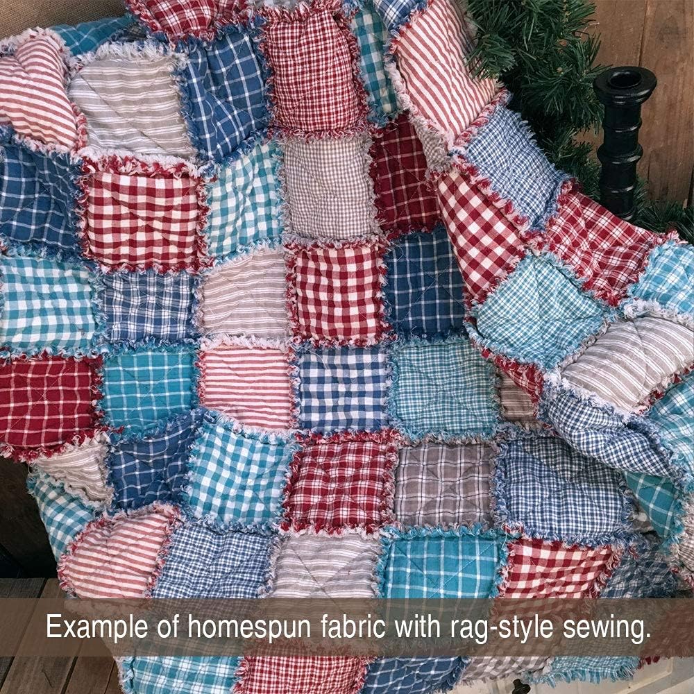 Cottage Blue Stripe Cotton Homespun Fabric by JCS - Sold by The Yard