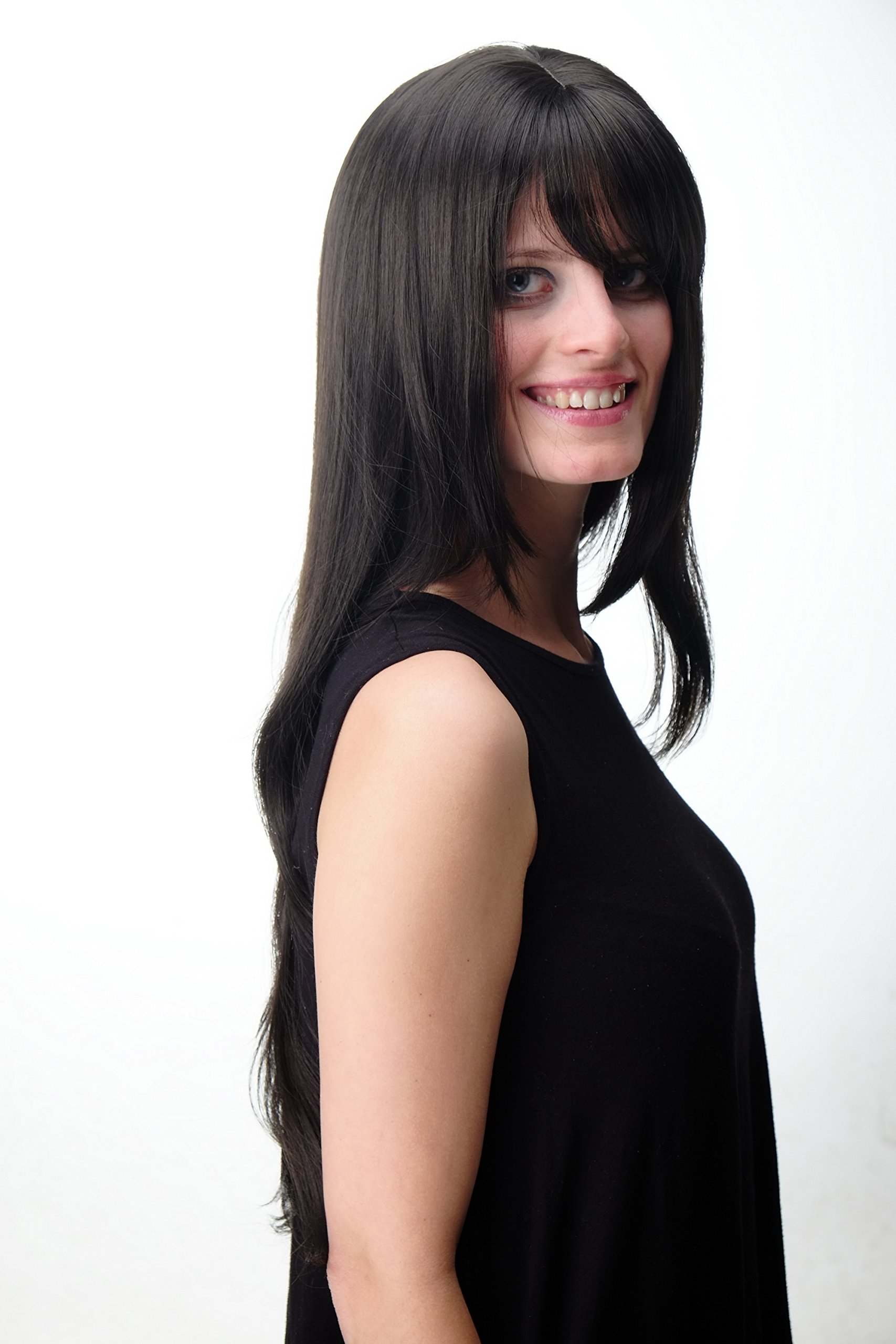 WIG ME UP - GFW09-3 Lady Quality Wig long straight layered fringe bangs dark brown, dark brown (3), 23.62 inch - Image 3