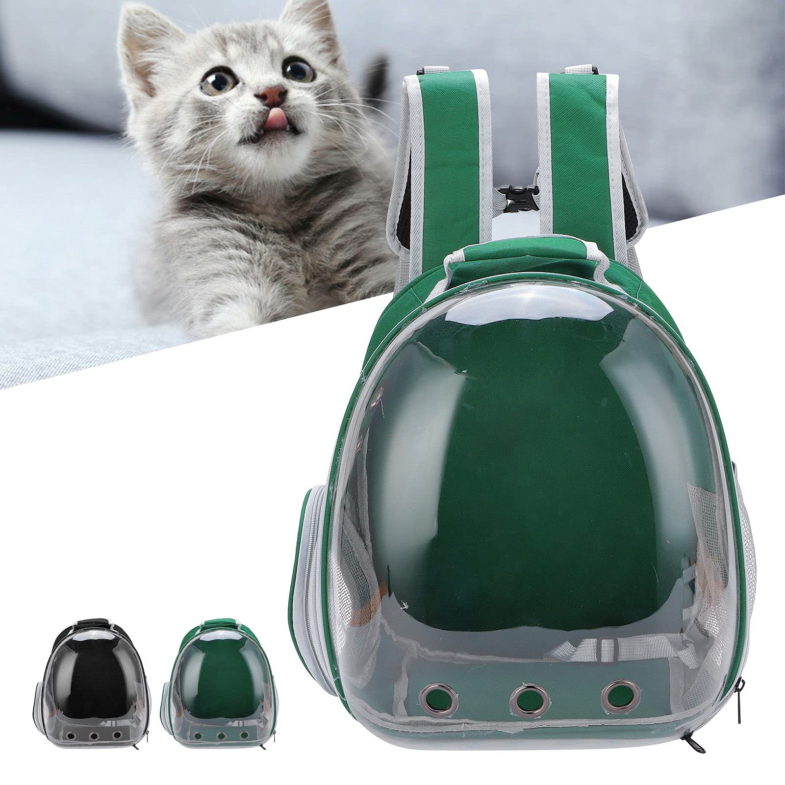 Katzenrucksack Carrier Bubble, Katzenrucksack Space Capsule Transparenter Pet Bubble Rucksack für kleine Hunde und Katzen(Grün)