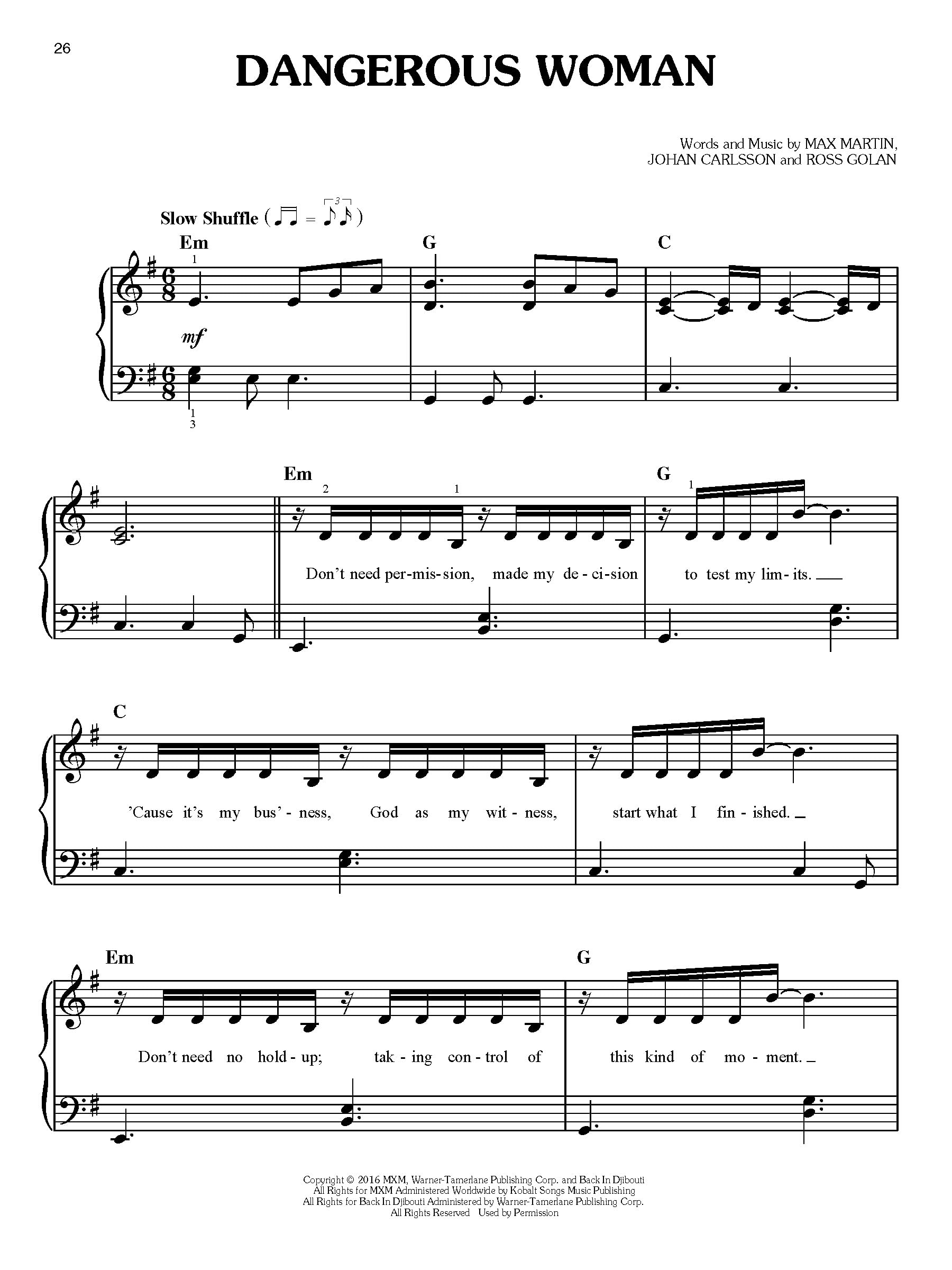 Ariana Grande for Easy Piano