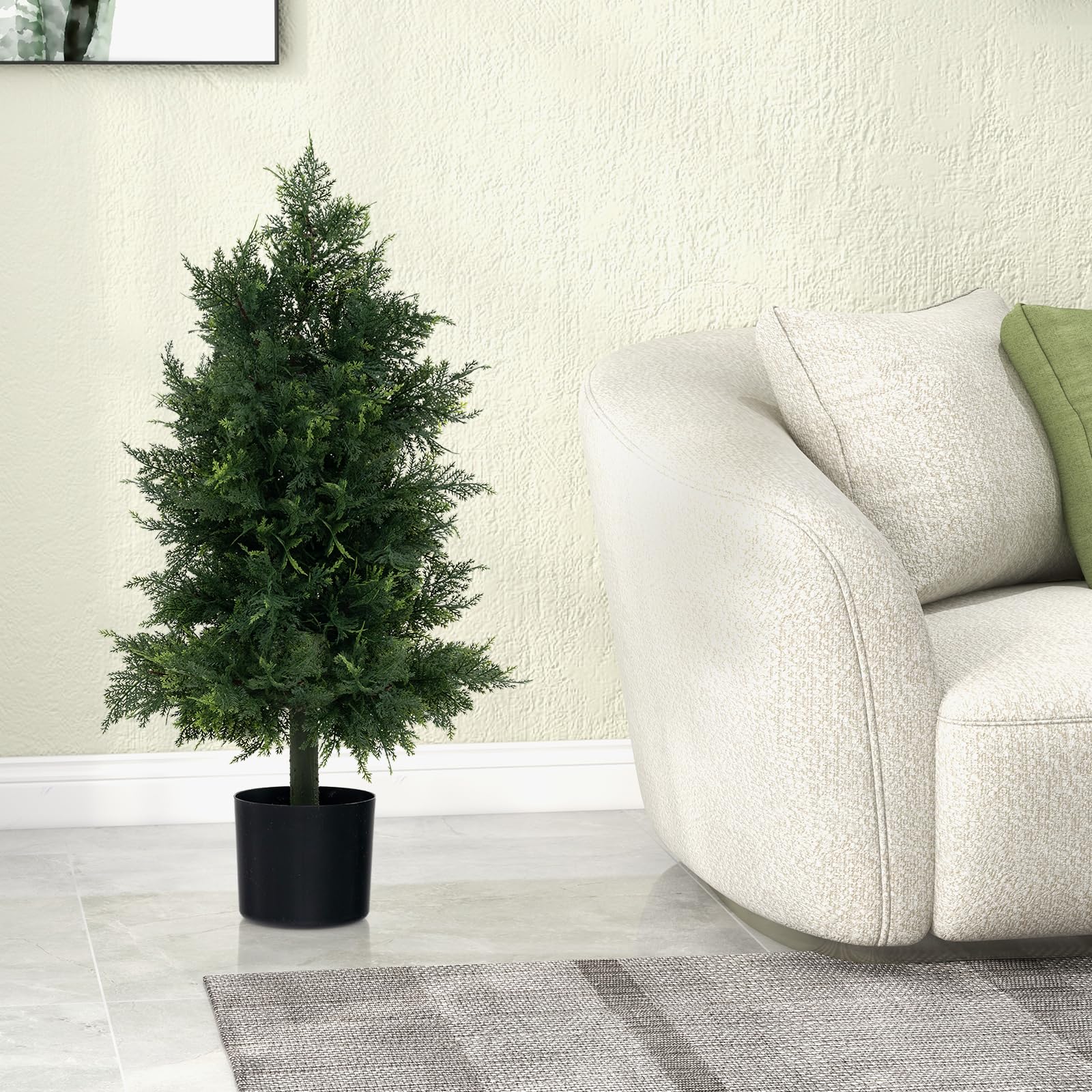 COSTWAY Albero di Cedro Artificiale 80 cm, Albero in Vaso in Plastica per Vivai, Foglie Non-Scolorenti e Resistenti al Sole, Pianta Finta per Interni ed Esterni per Casa, Ufficio e Ingresso