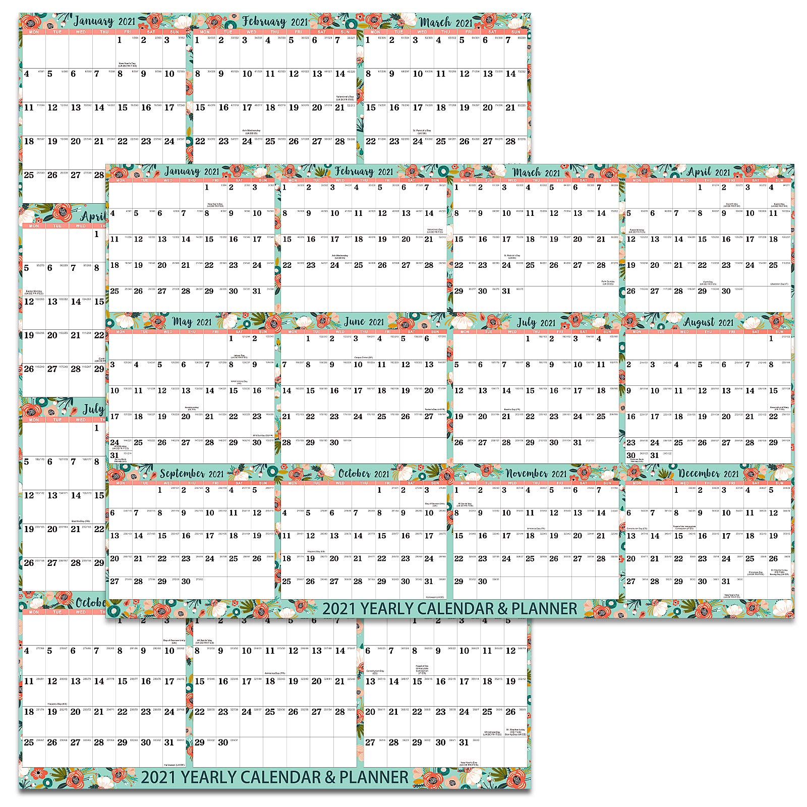 Buy 2021 Wall Planner Year Wall Planner 2021 with Julian Date, January 2021 December 2021, 2