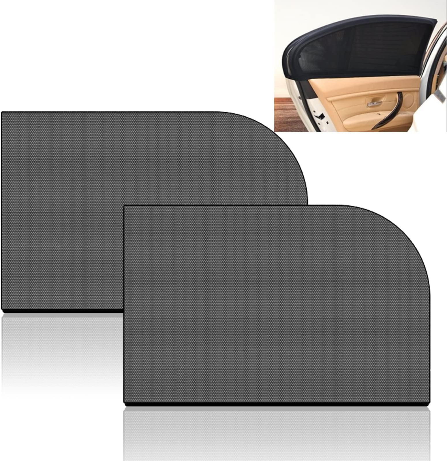 Car Window Sunshade, 2 PCS Car Side Rear Window Sun Shade, Car Side Rear Sun Shade Block UV Rays, Mosquito Net Curtain Fit for Most of Vehicle