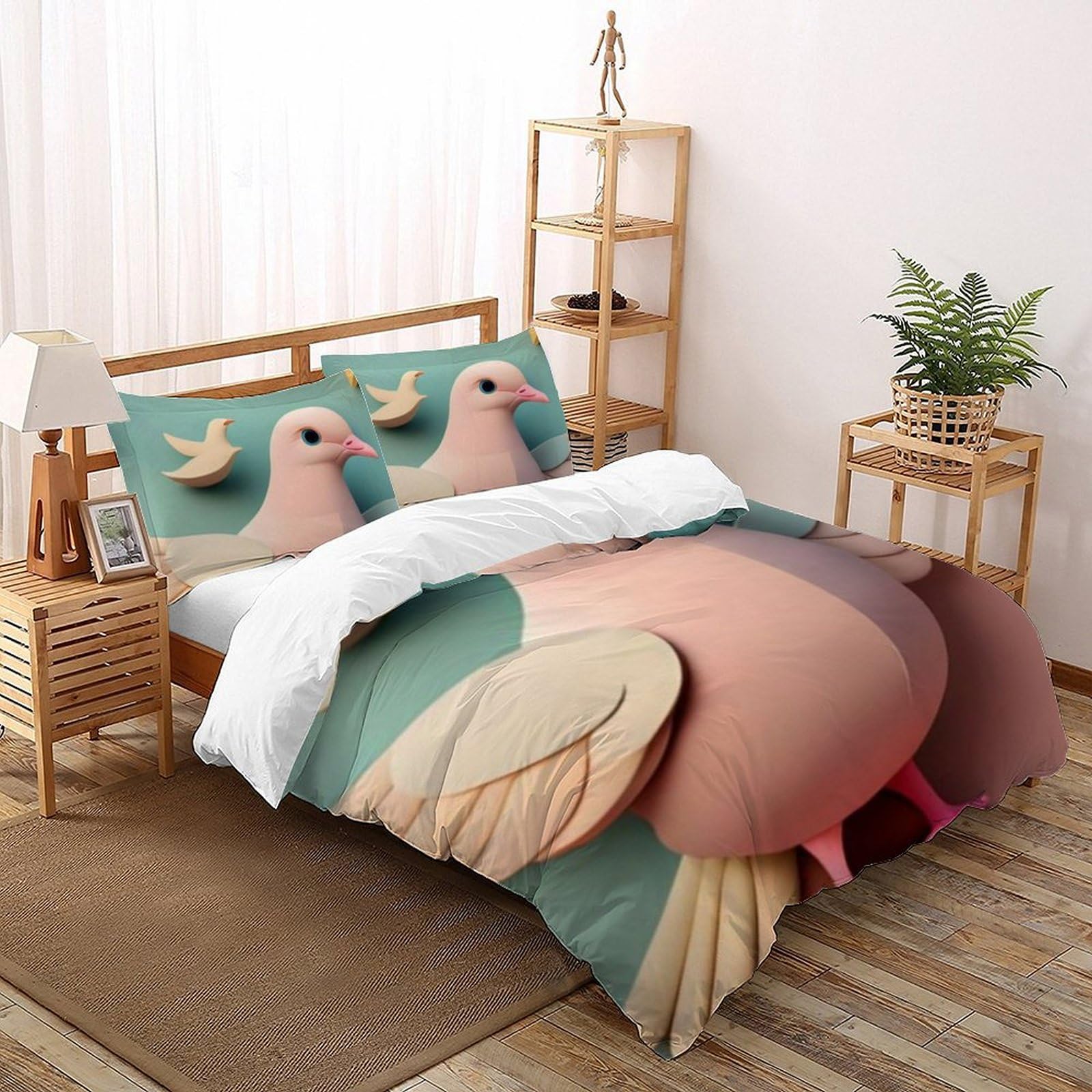 Housse de couette King 220x240 microfibre lit double imprimé 3D animaux fermeture éclair fille