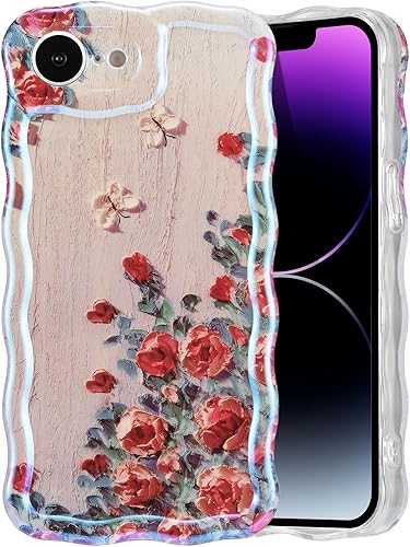 Miniatura 99 de EYZUTAK - Funda protectora de TPU para iPhone 12 Pro, estilo retro colorido, diseño láser brillante de pintura al óleo, estampado floral, borde Azul