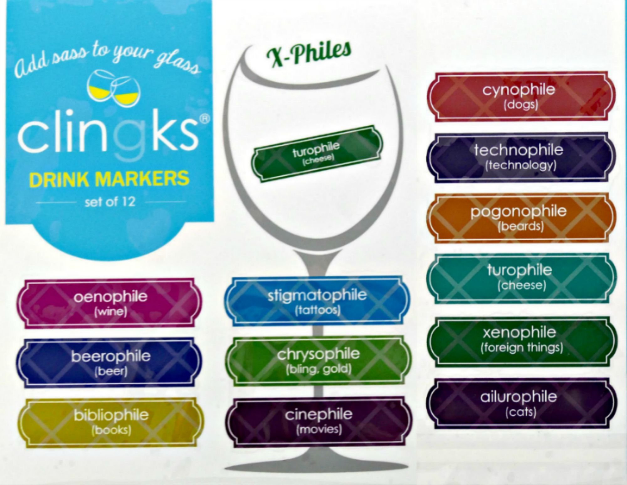 12 Drink Markers - X-PHILES - Fun Alternative to Wine Charms