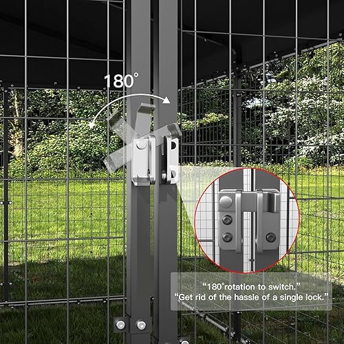 Miniatura 2 de Kullavik Perrera Grande para Perros de Exterior de 10x10x6 Pies, Corral para Perros de Acero Galvanizado Antioxidante con Cerraduras Dobles, Cerca