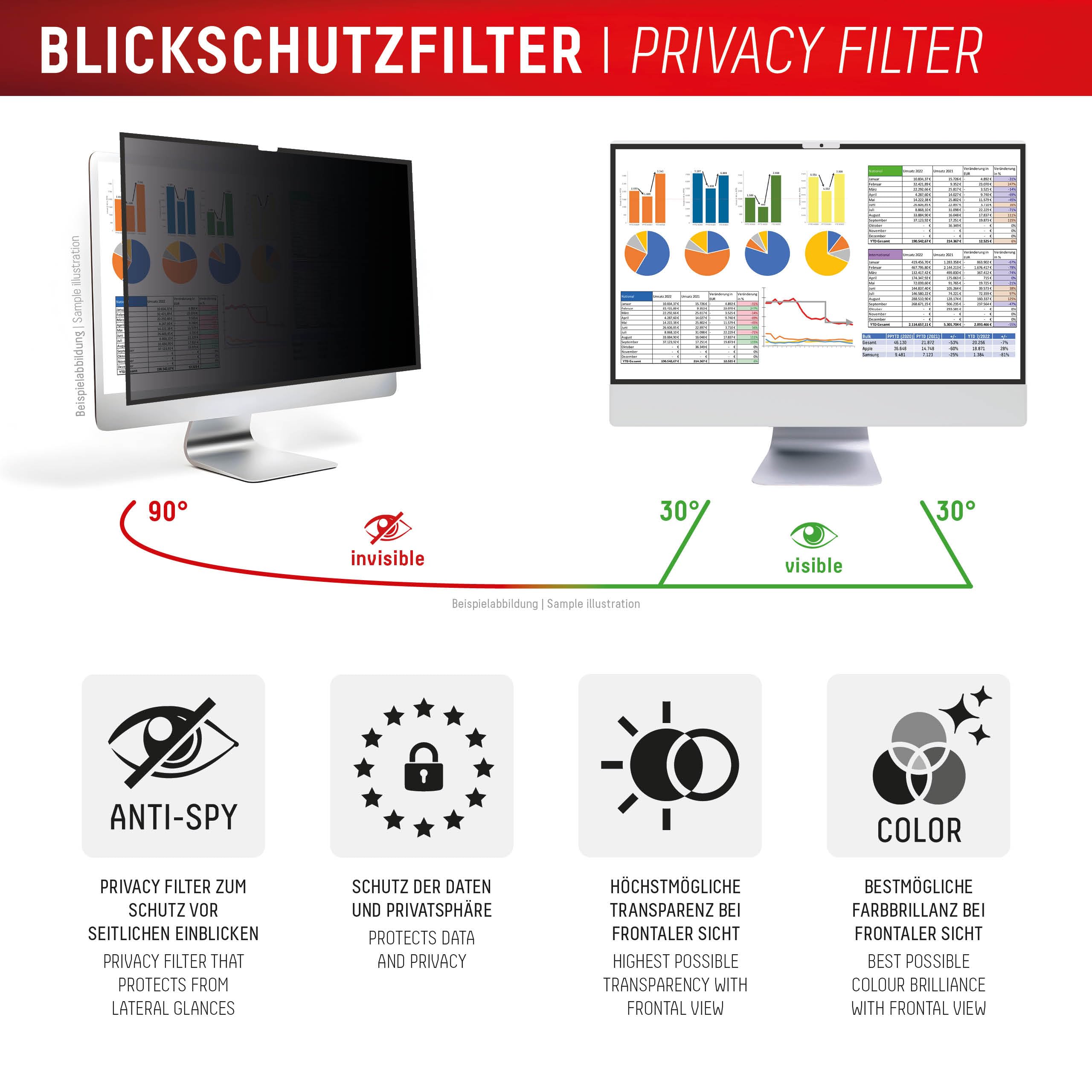 Displex PRIVACY SAFE Magnetischer 2-Wege Blickschutzfilter für Apple iMac 24" M1 (2021)/ M3 (2023)/ M4 (2024)