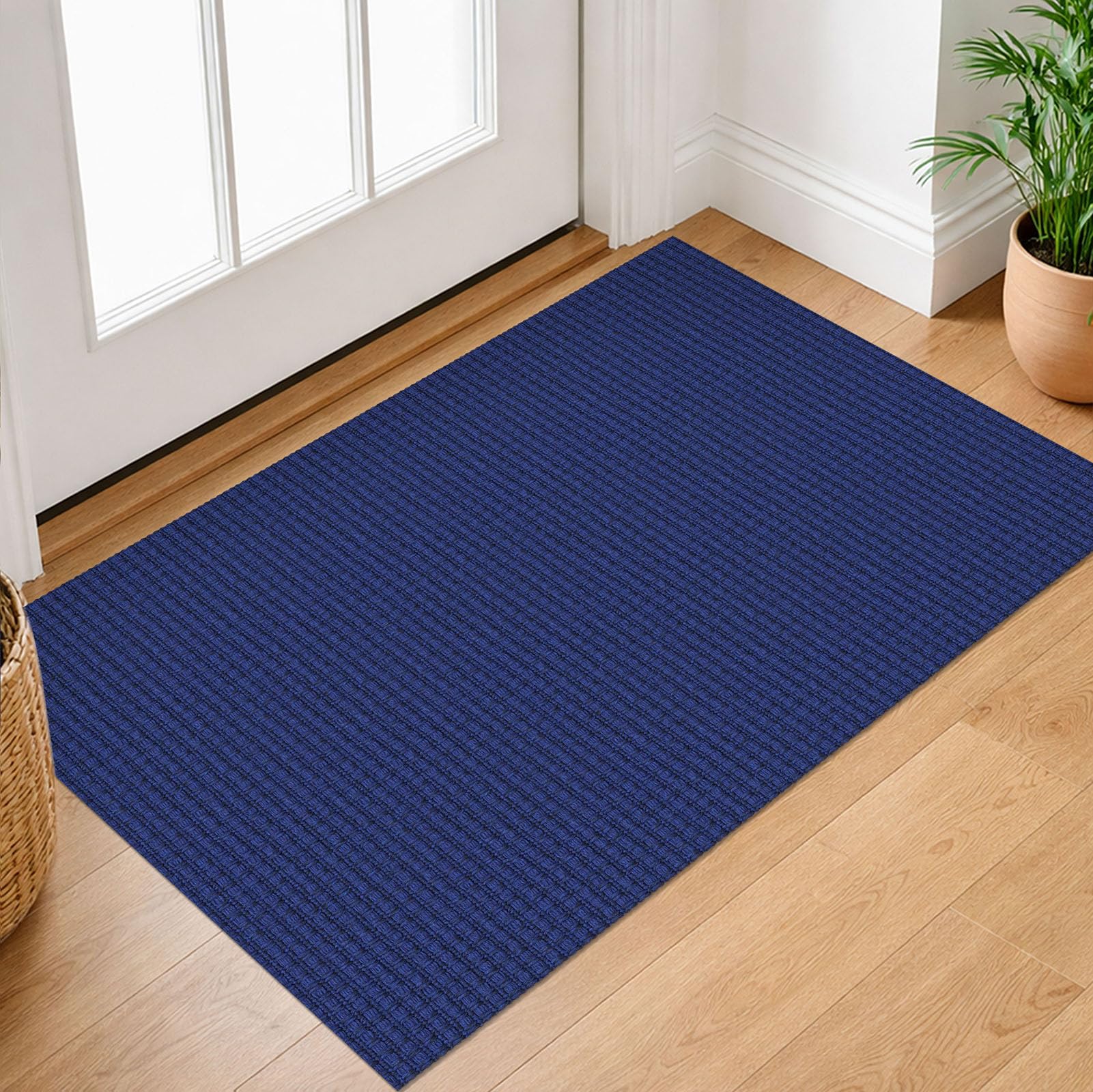 IOHOUZE Small Area Rug 2x3 Washable Woven Rugs for Entryway Non Slip Rubber Backed Front Door Rugs Indoor Doormat Throw Rug Floor Carpet for Entrance Kitchen, Royal Blue/Navy