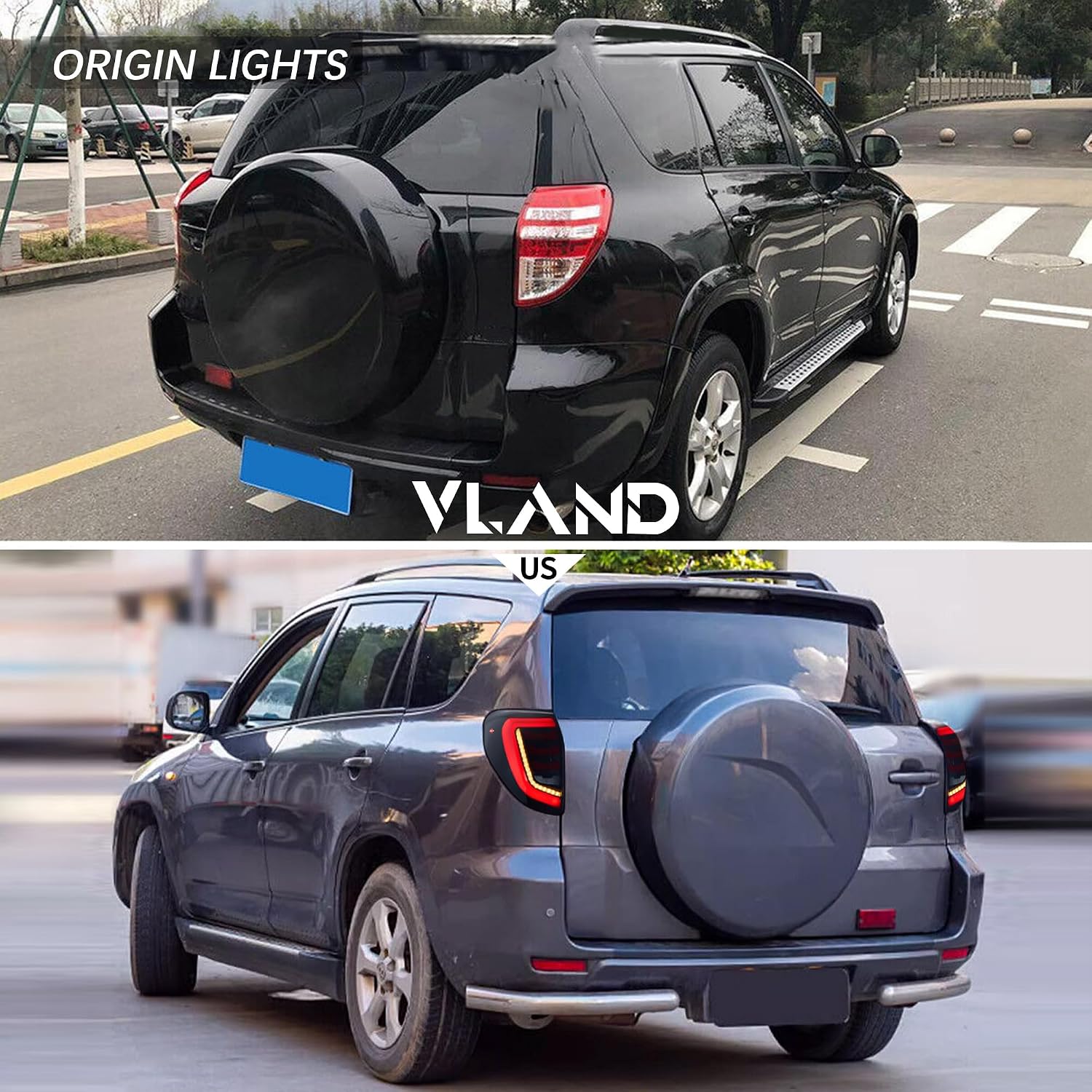 VLAND Led Tail lights Compatible with RAV4 3rd Gen Sport 2006-2012 w/Animation DRL w/Sequential Turn Signal, Smoked, Driver & Passenger Sides