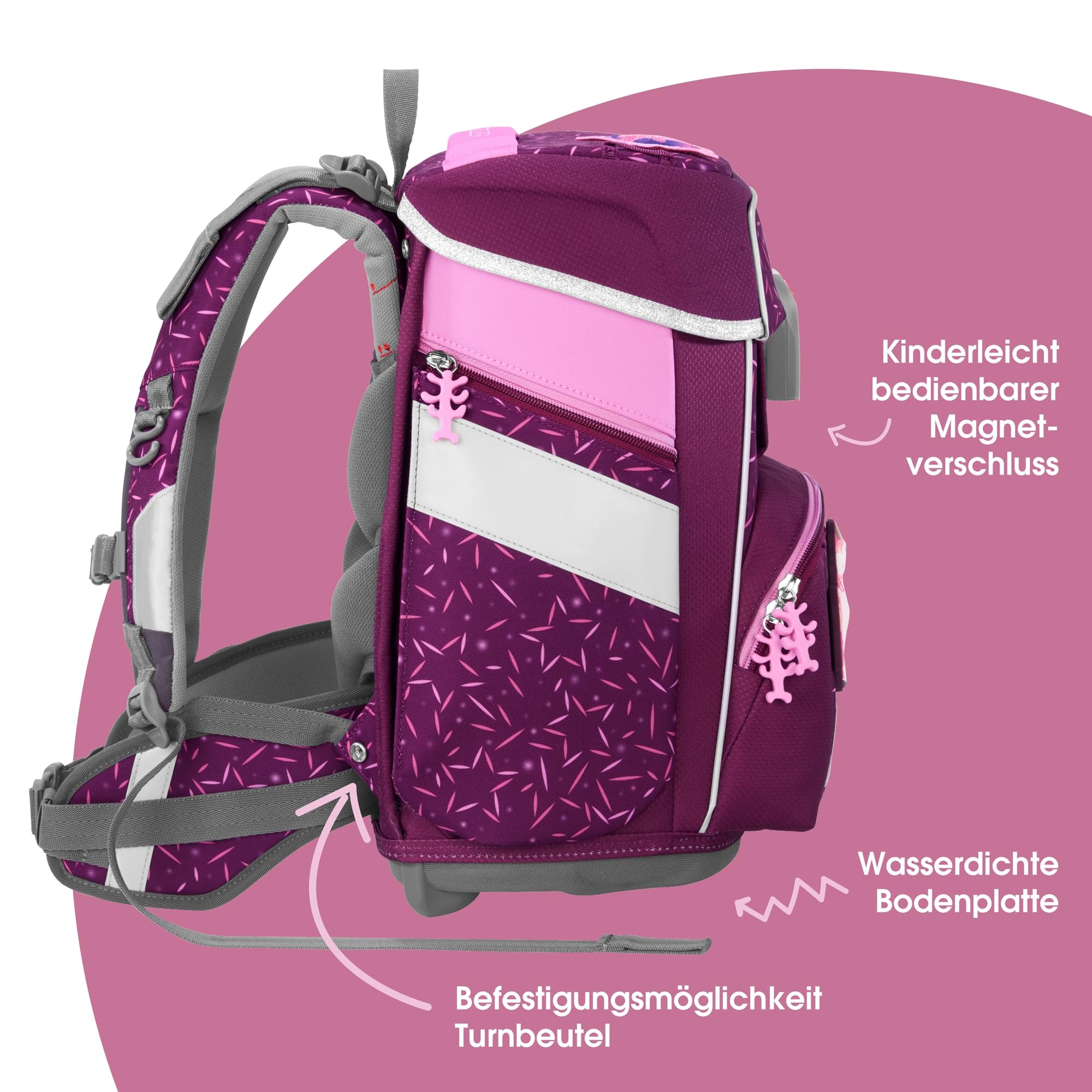 Step by Step Space - Juego de mochila escolar (5 piezas, ergonómica, con reflectores, altura regulable con cinturón para la cadera, a partir de 1ª clase, 20 L)