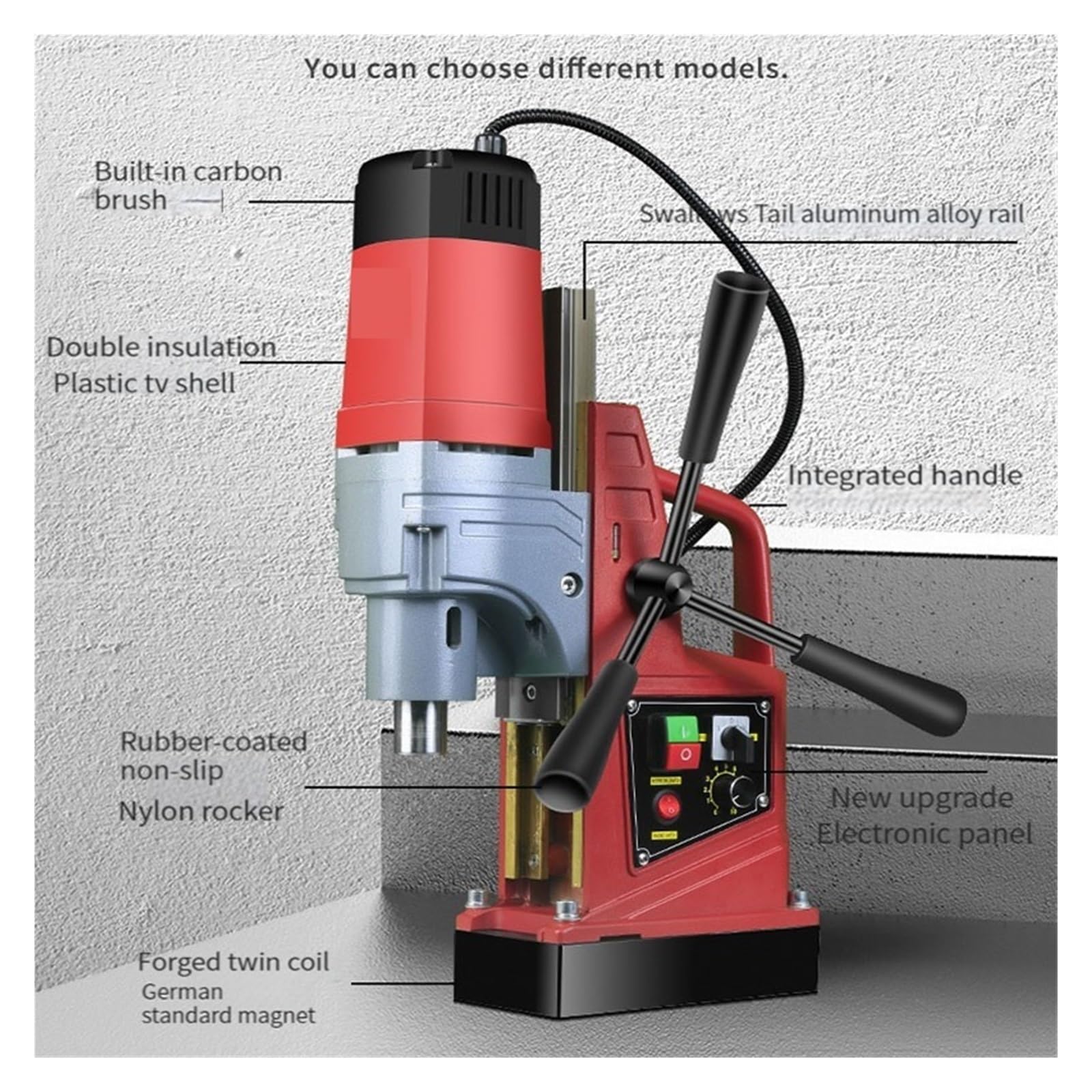 Taladro Magnético Eléctrico Pequeño For Suelo, Potente Portátil, Máquina De Perforación Grado Industrial Diseño eficiente(AX13 RE)