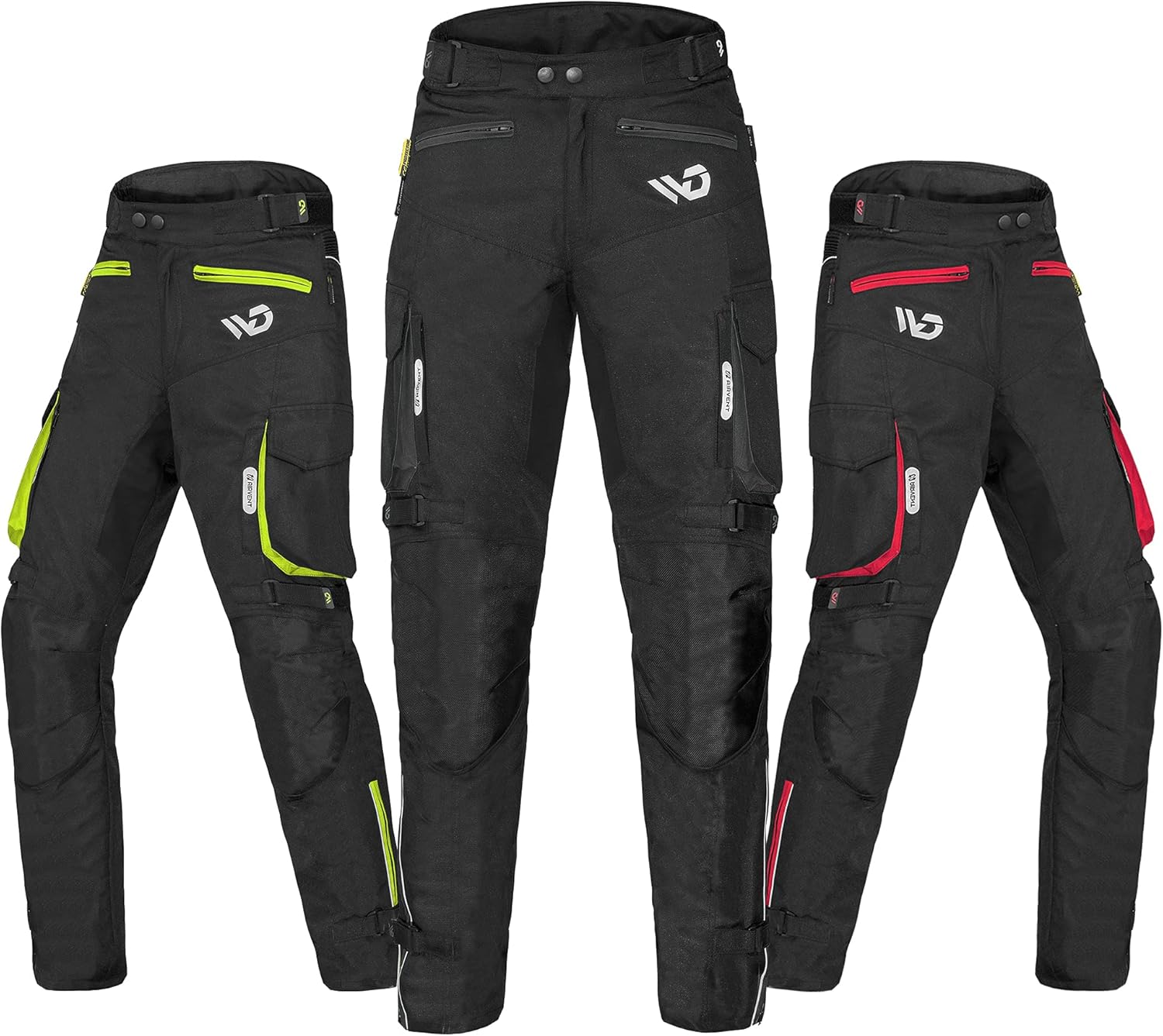 WD Motorsports Textile Motorcycle Pants Mens | Waterproof CE Armored Adventure Motorbike Pants | Men Dualsport Motorbike Pant Riding Overpants | Motocross Pants All-Weather, Black,Large-36 : Automotive