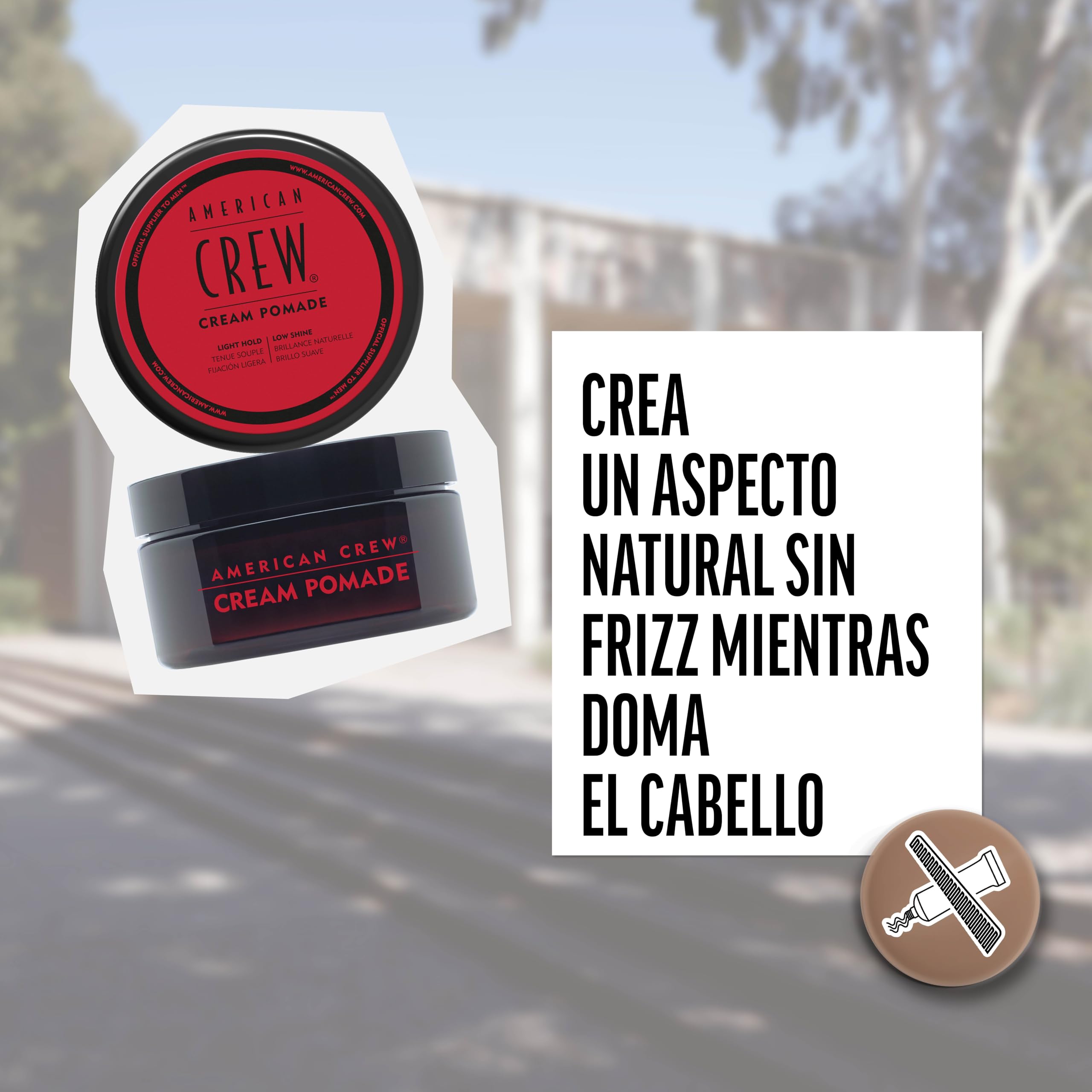 American Crew Cream Pomade, Pomada para el Pelo, Fijación Ligera y Poco Brillo, Acabado Natural, Muy Hidratante para el Cabello, Crema Moldeadora para Controlar el Peinado, 85g