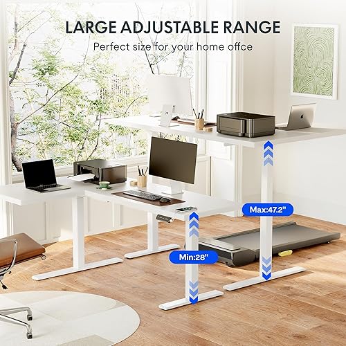 Miniatura 26 de FLEXISPOT Escritorio de esquina profesional con motor dual en forma de L, escritorio eléctrico de pie, escritorio de pie con altura ajustable, mesa