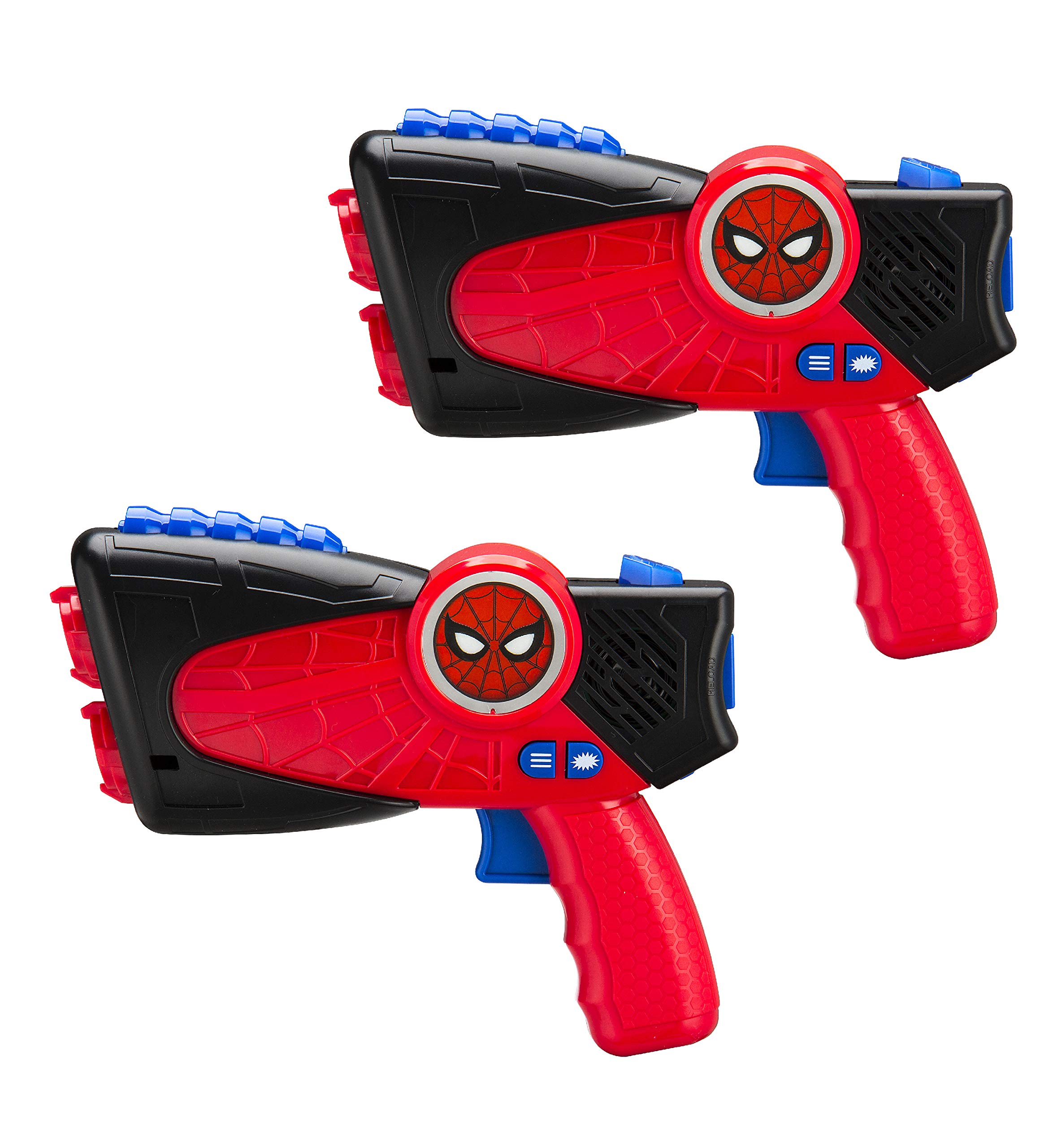 eKids KIDdesigns Laser Tag Gun Marvel Spiderman Far from Home | Laser Tag Blaster for & Adults Indoor Outdoor Laser Battle Lights Up and Vibrates 100 Ft range with Sound Effects and Shooting modes
