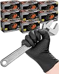 9 Gants de nitrile noir, Grip de texture diamanté, Gants en caoutchouc mécanique industriel Jetables Latex sans agents chimiques résistants pour le travail, cuisson, sécurité alimentaire - Moyenne,80Count | 80 Ct Jetable Latex sans latex chimique résistant épais Ru