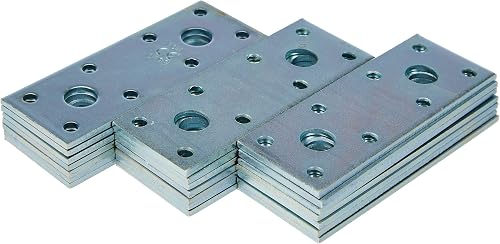 Connex HVG1400 Flat Connector 95 x 35 x 2.5 mm Chrome-Coloured Pack of 25 Galvanised Material/Perforated Plate/Flat Iron/Wood Connector Metal