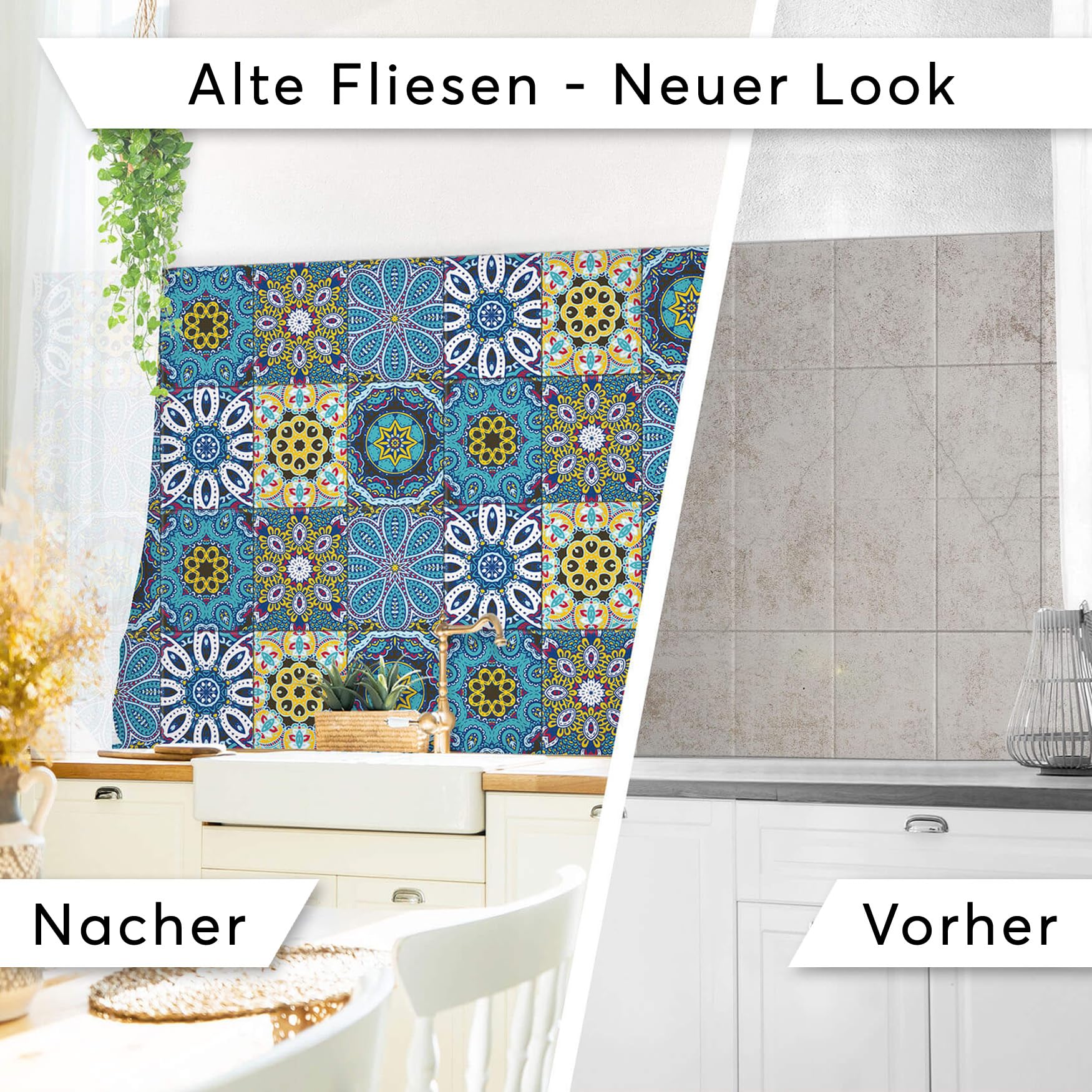 CREATISTO Fliesensticker Fliesenaufkleber Fliesenfolie - Aufkleber Folie für Fliesen I Klebefliesen Deko Folien für Fliesen in Küche u. Bad/Badezimmer (20x25 cm I 18 -Teilig)