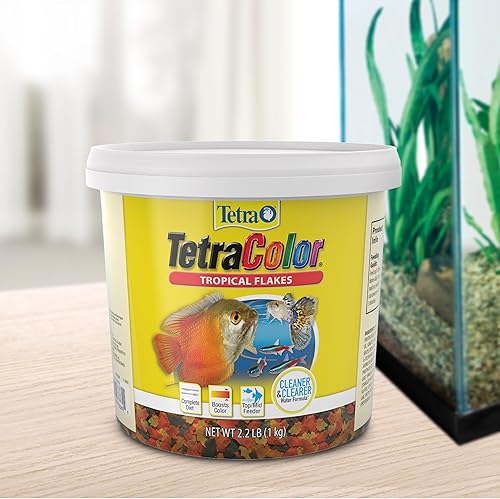 Miniatura 6 de Tetra Color Tropical Flakes, alimento para peces que aumentan el color, dieta nutricionalmente equilibrada para peces tropicales, 2.2 libras