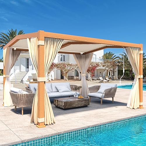 Miniatura 108 de MELLCOM Pérgola con listones de 10 x 12 pulgadas, pérgola de aluminio para exteriores con techo con listones ajustables, cortinas impermeables