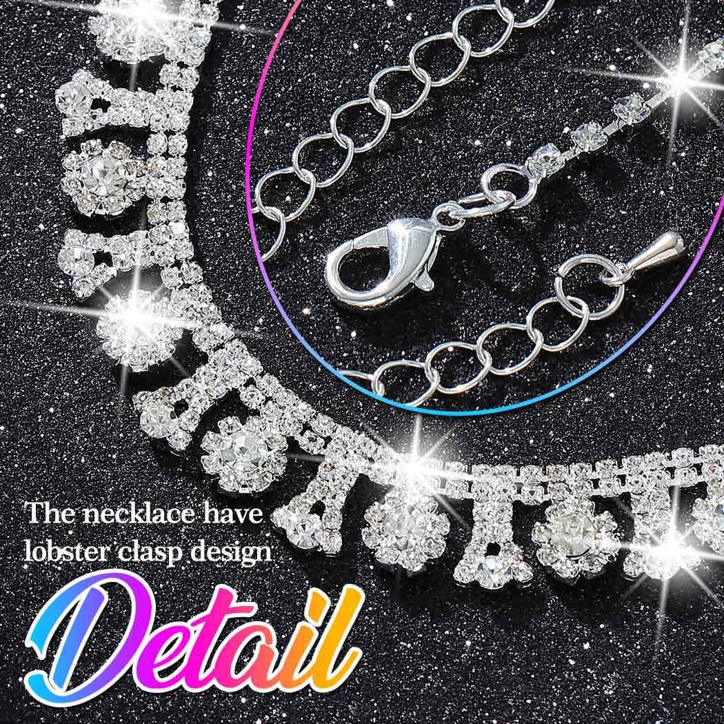 Nicute Rhinestone Necklace Set Sparkly Silver Jewelry Set Wedding Jewelry Sets for Women (Silver) - Image 5
