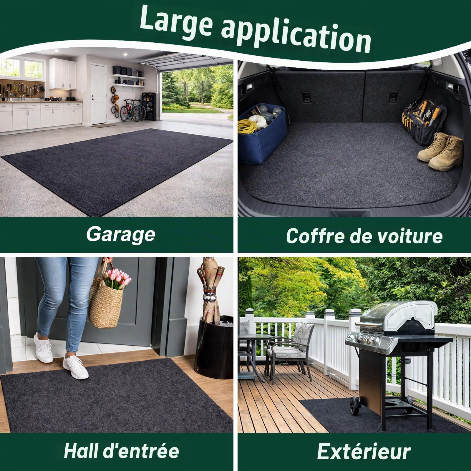 Tapis de Sol de Garage 100 x 300 cm, Absorbant et Imperméable, 2 Pièces