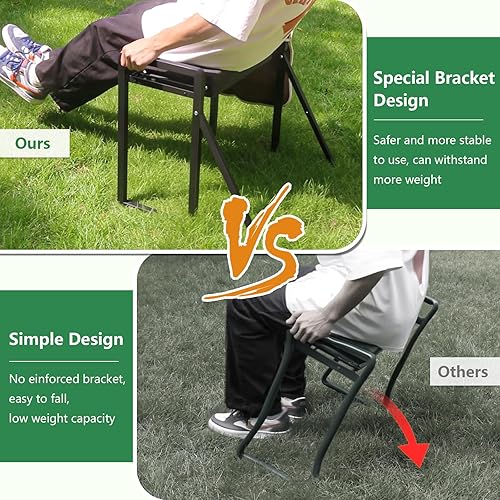 Miniatura 6 de seasky Taburete plegable para jardín y asiento, taburete de jardín antivuelco, almohadilla gruesa y suave, taburete de jardinería resistente con
