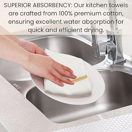 Miniatura 5 de COTTONIVA Toallas de cocina prémium de 16 x 26 pulgadas, 100% algodón hilado en anillo, súper absorbentes, suaves, duraderos, reutilizables, color