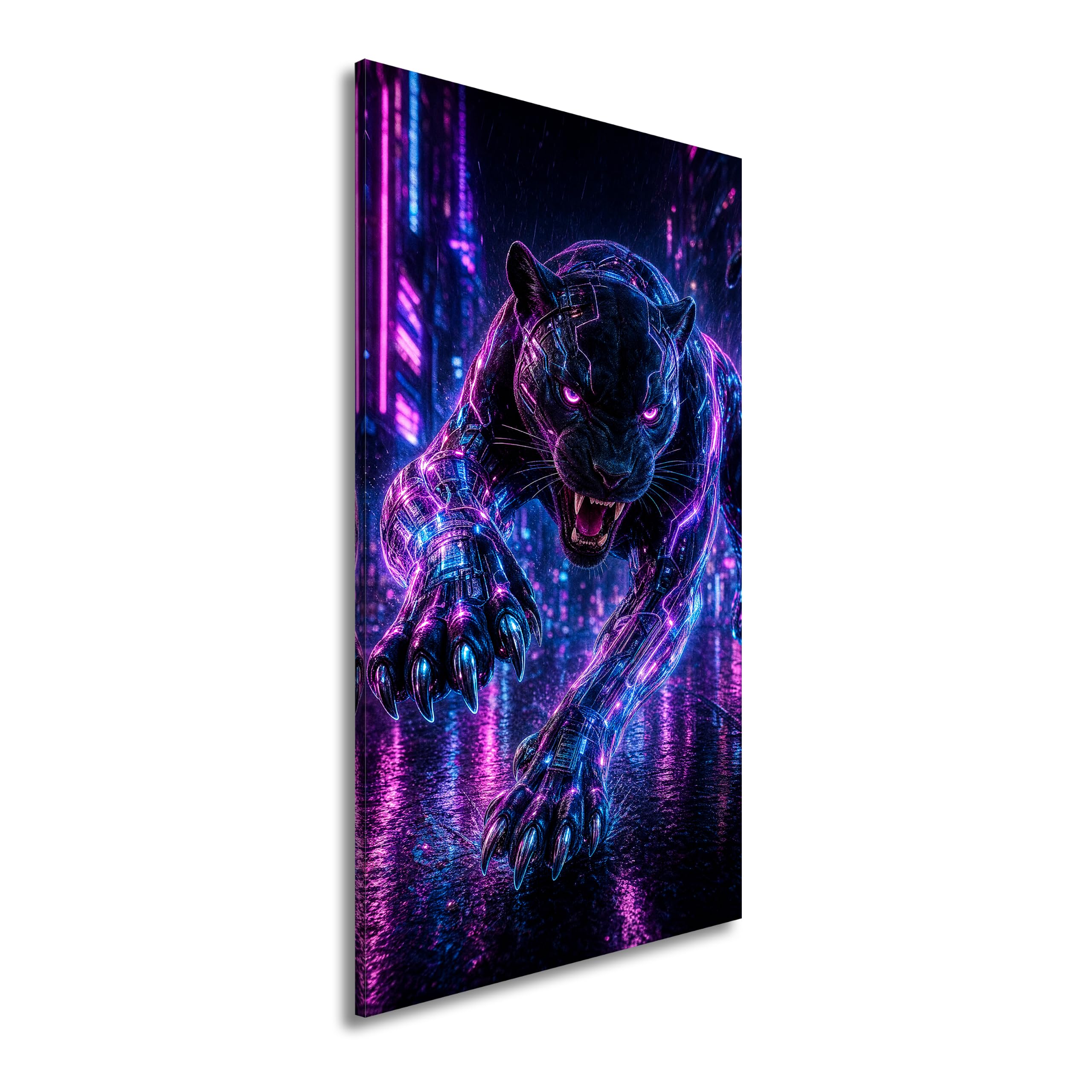 deyoli Obraz na płótnie Futurystyczny kot panterowy w deszczu 120 x 60 cm
