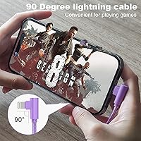 Vista 5 de iPhone Charger 3Pack 6FT Lightning Cable 90 Degree iPhone Charger Cord [Apple MFi Certified] iPhone Charger Fast Charging for iPhone 14/13/12/11 Pro