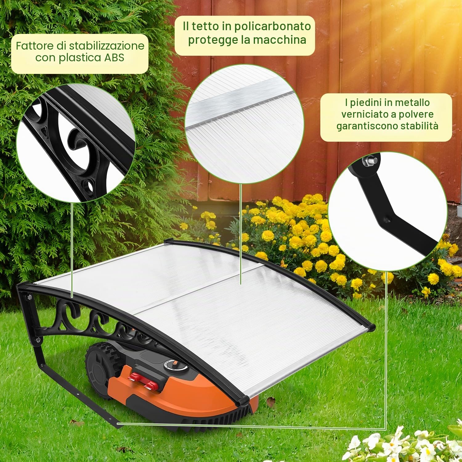 Fiqops Robot tosaerba, garage per robot tosaerba, in plastica PP, resistente ai raggi UV, per robot tosaerba, protezione dalle intemperie, 106 x 87 x 50 cm, bianco