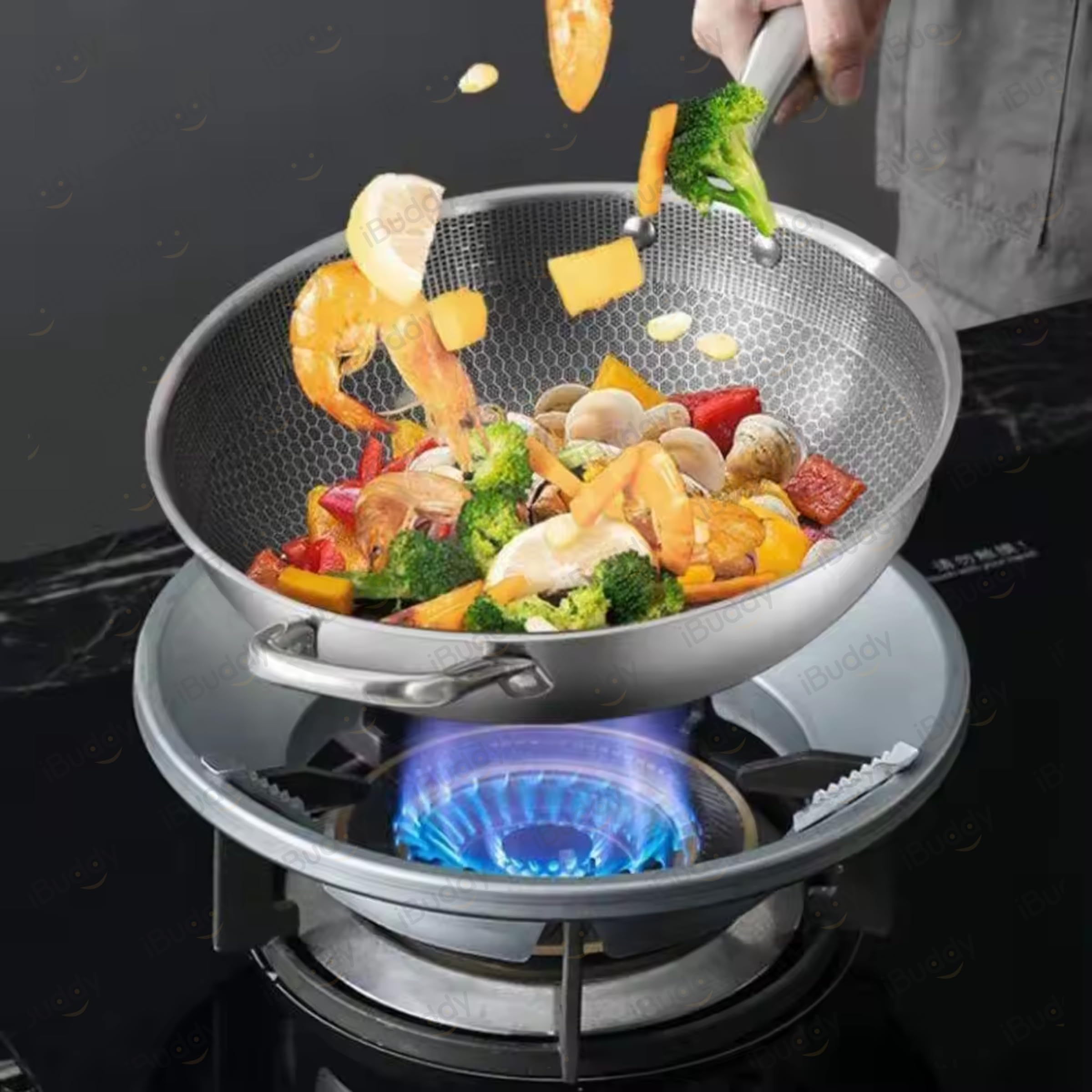 iBuddy Gas Saver Burner Stand - 2 Pcs, Jali Ring | Windproof Gas Saver Stand | Round Burner Stand, Support Stand 4 Legs Supported For Indian Stoves 1