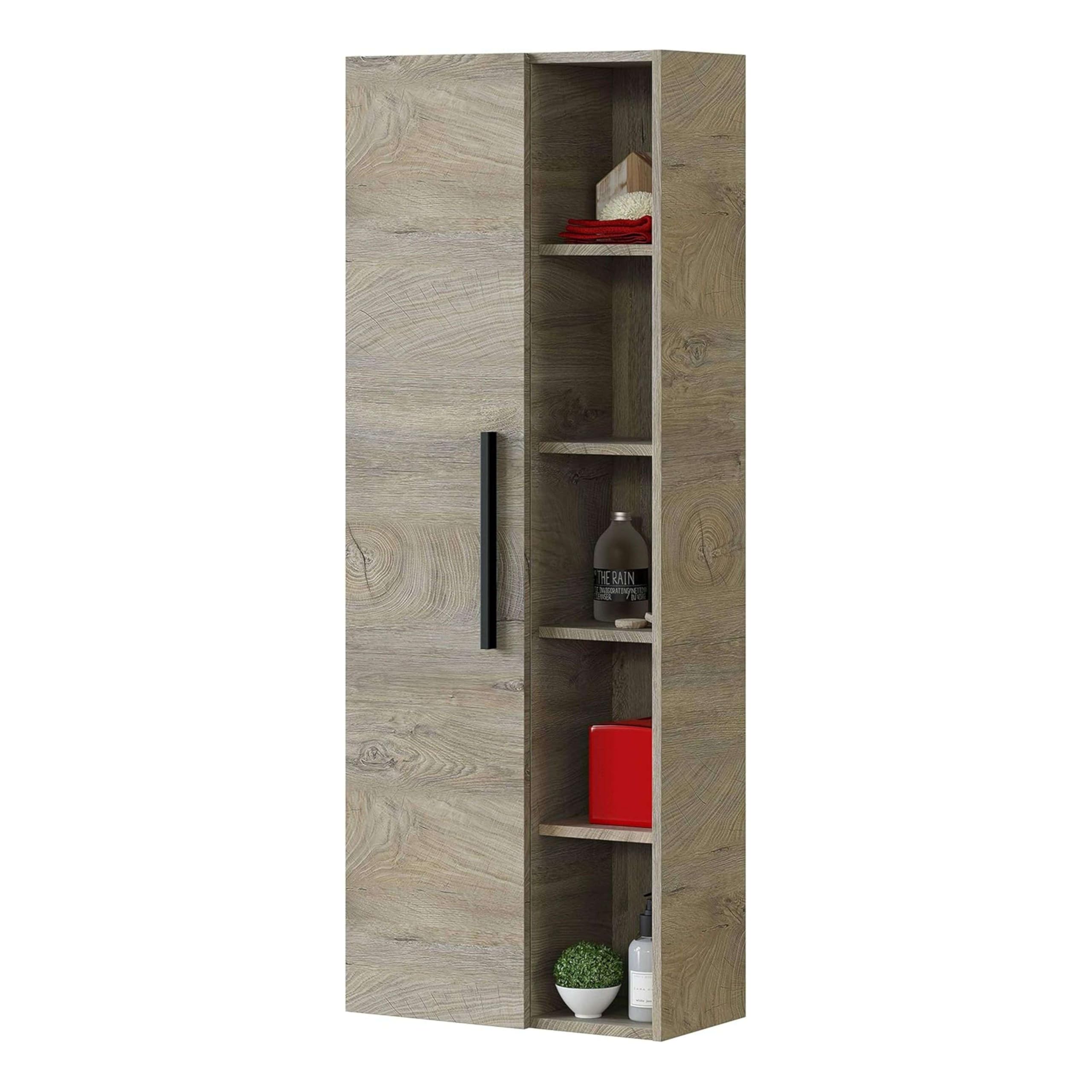 Miroytengo Pack Baño Completo Roble Alaska Mueble Baño, Columna de baño, Espejo y Lavabo Cerámico Incluido