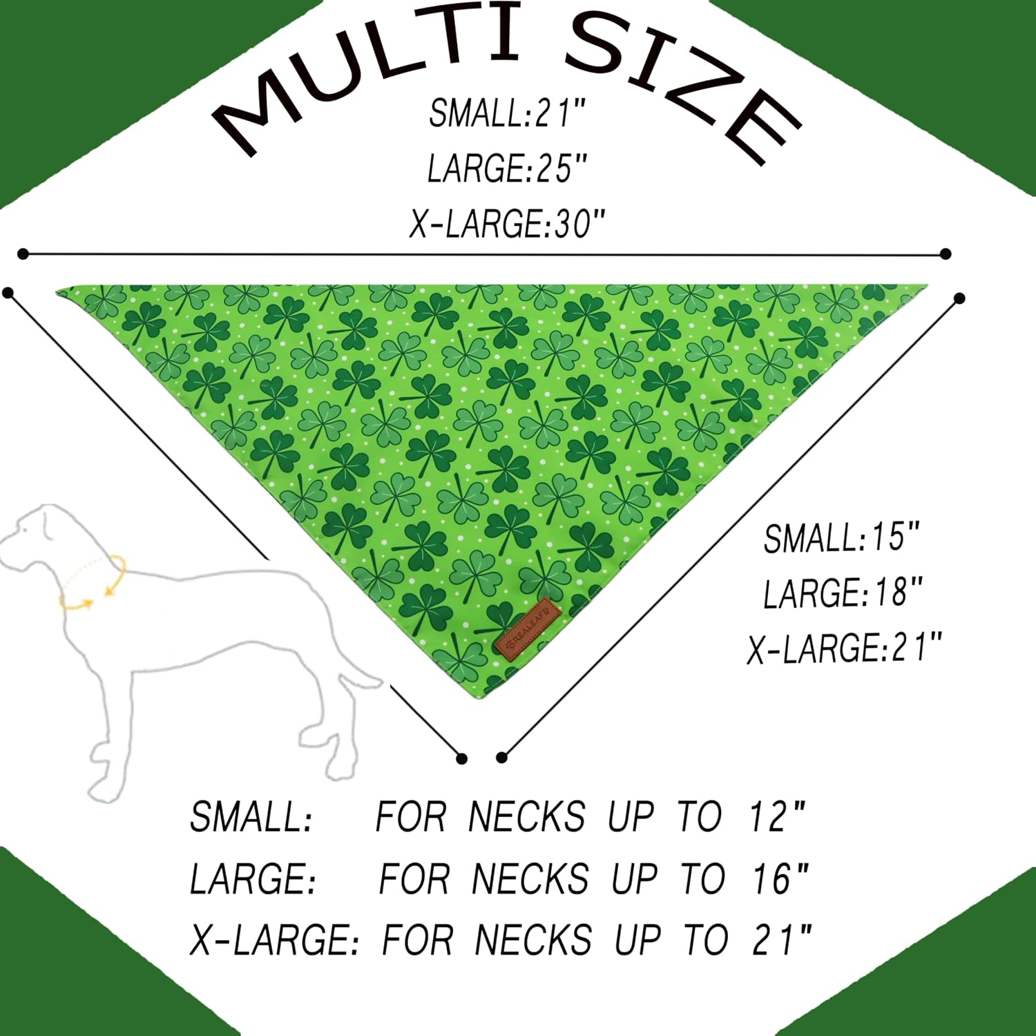 Realeaf St. Patrick's Day Dog Bandanas 2 Pack, Reversible Green Shamrock Polka Dots Pet Scarf for Boy and Girl,Holiday Bandana for Small Medium Large and Extra Large Dogs (Small) image 2
