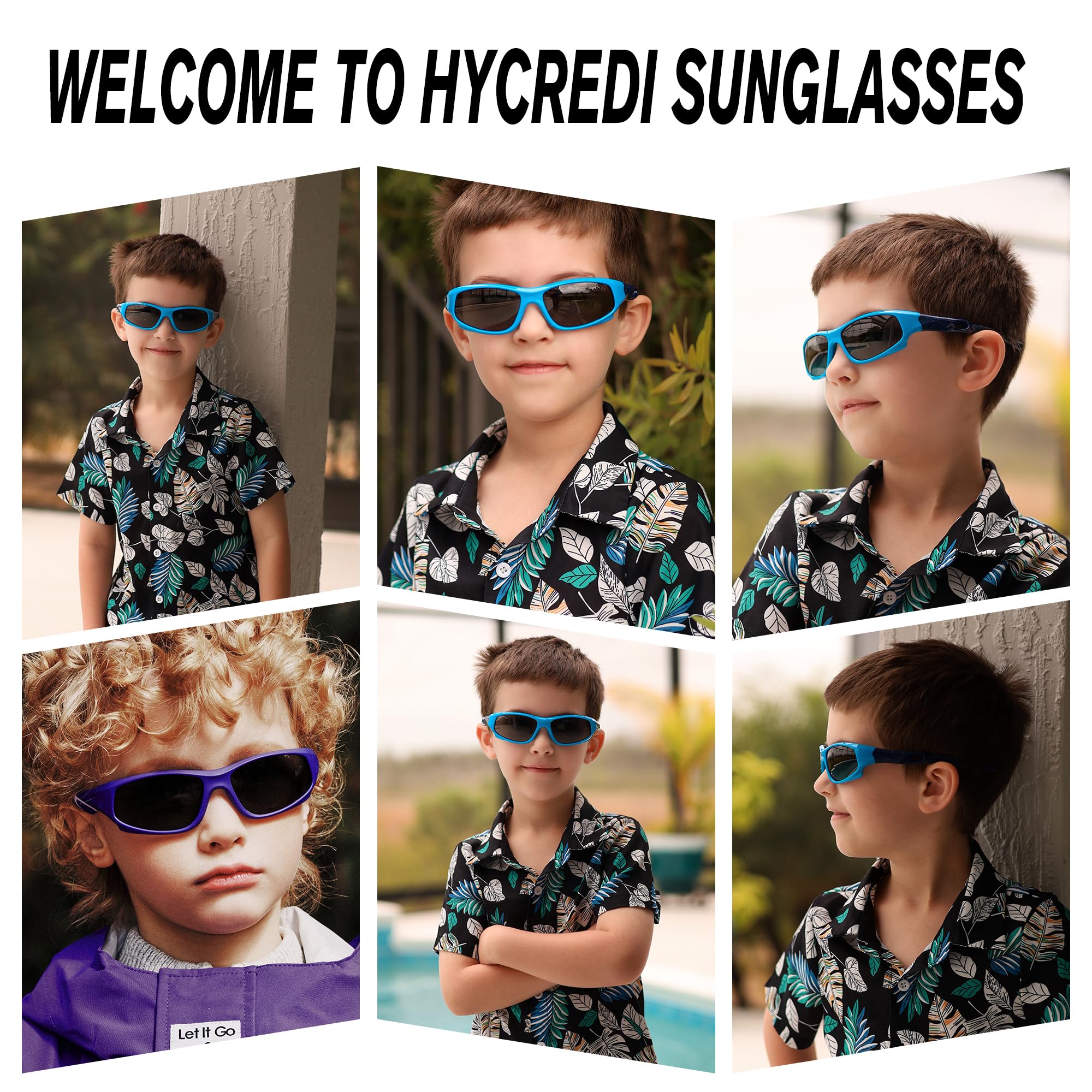 Hycredi Kids Sports Polarized Sunglasses - Unbreakable Youth Baseball Beach Sunglasses with Strap for Boys Girls Age 4-12 - Matte Purple/Gray