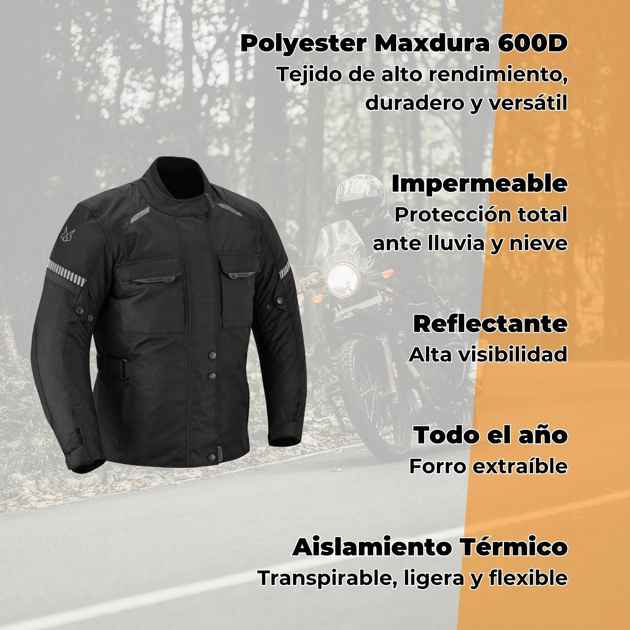 Chaqueta Moto Hombre Invierno y Verano - Impermeable y Transpirable