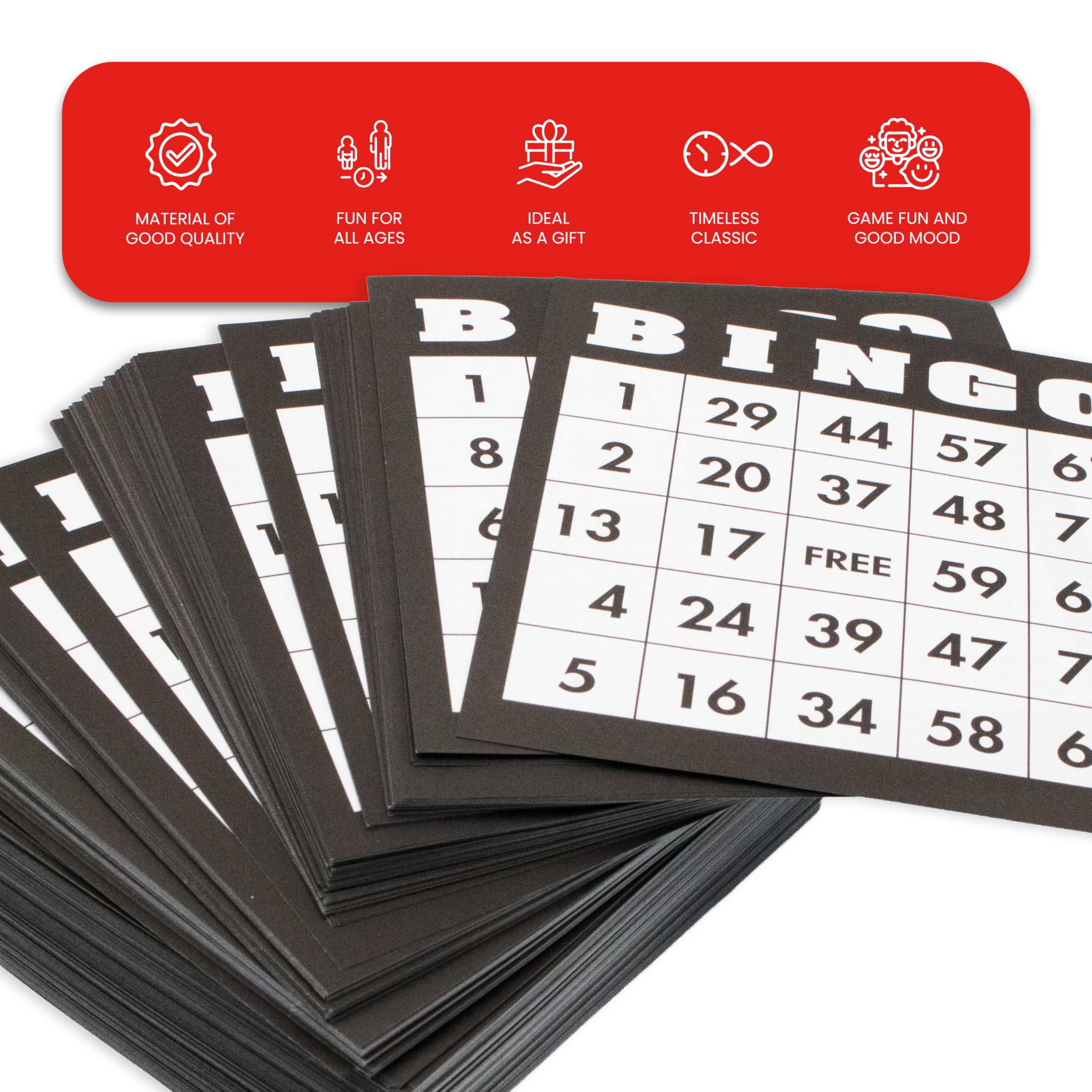 Kyto Juego de 500 tarjetas de bingo, 500 tarjetas diferentes (12,5 cm x 13 cm), juego de tarjetas adicionales para juegos de bingo tradicionales para noches de juegos con amigos, familia y