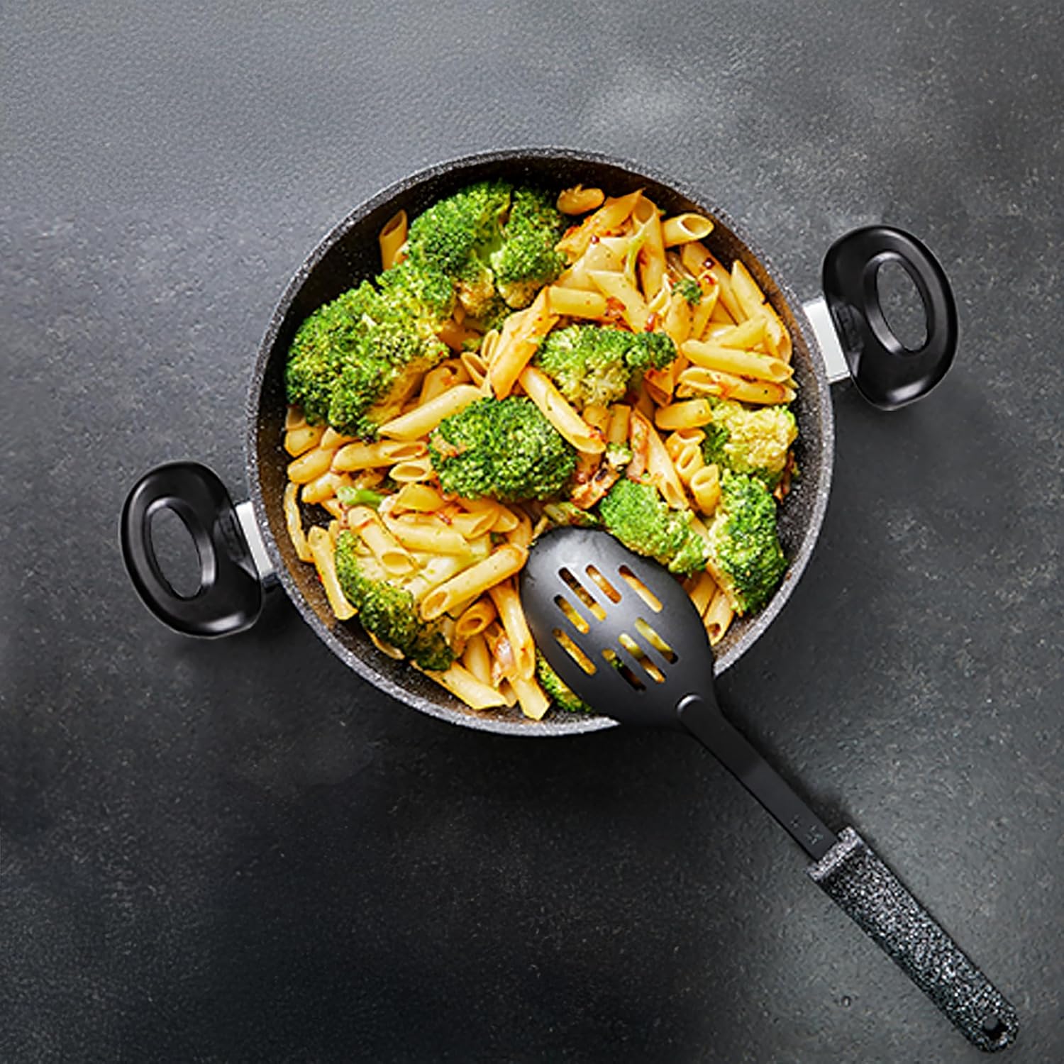 STONELINE® Made in Germany Serving pan 24 cm, Also for Oil and Fat-Free Frying, Scratch-Resistant Non-Stick Coating with Real Stone Particles, Induction pan
