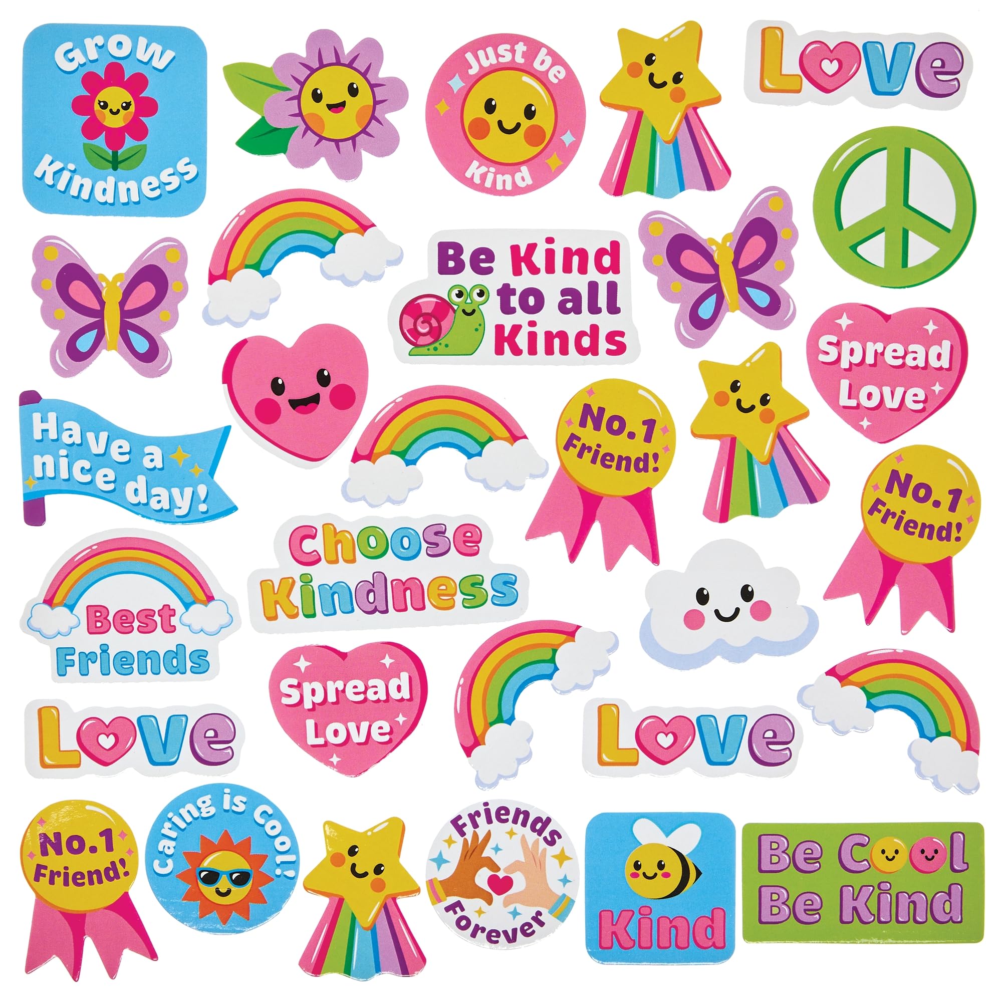 Baker Ross FN442 Be Kind Foam Stickers - Pack of 120, Stickers for Kids Arts and Crafts