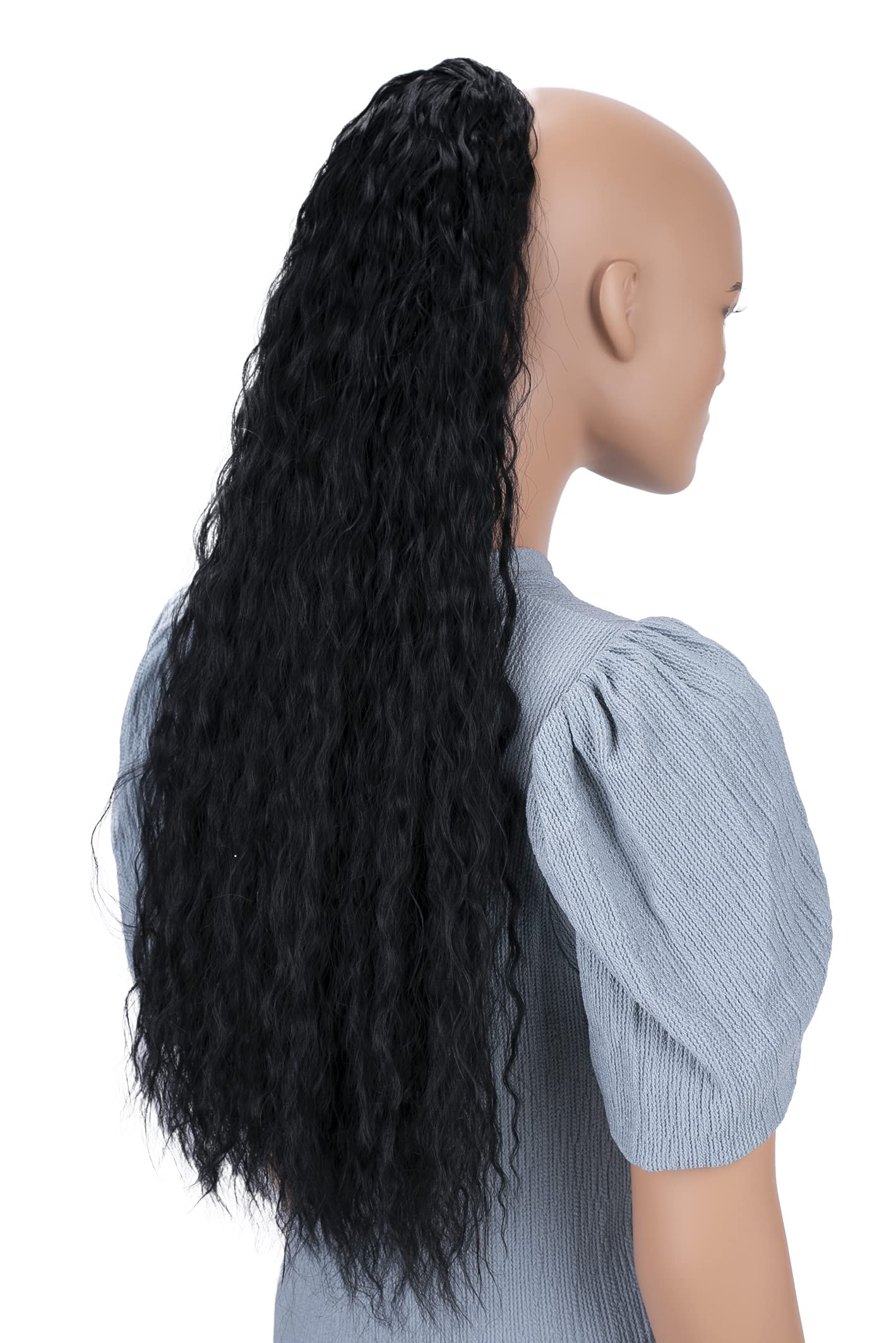 CAISHA 65cm Coda Capelli Hannah Con Chiusura Autoadesiva Capelli Extensions Finta Ondulato Nero HCW101